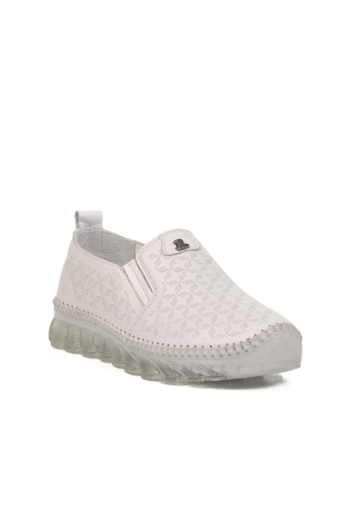 0002 Z Beyaz Hakiki Deri Kadın Günlük Ayakkabı - Görsel 2