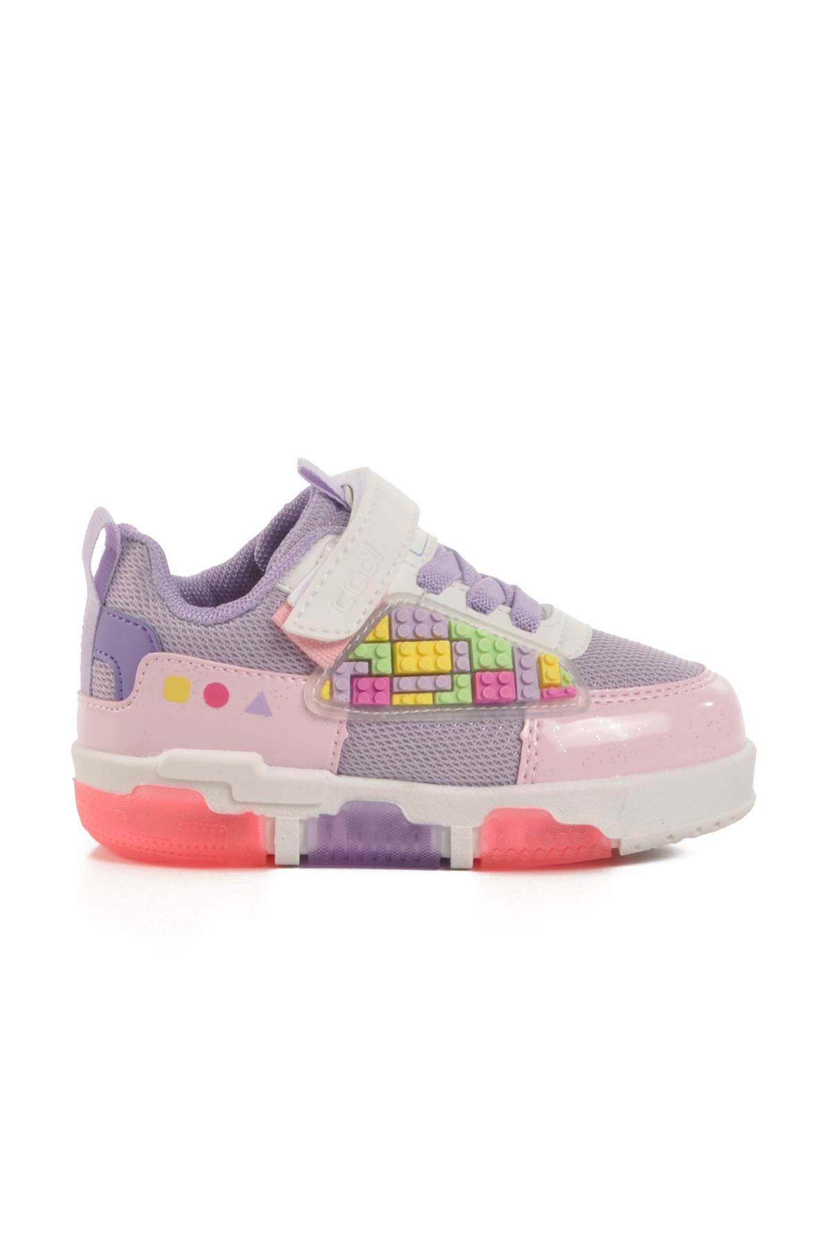 Mor Fileli Işıklı Kız Çocuk Spor Ayakkabı Cool - Görsel 4