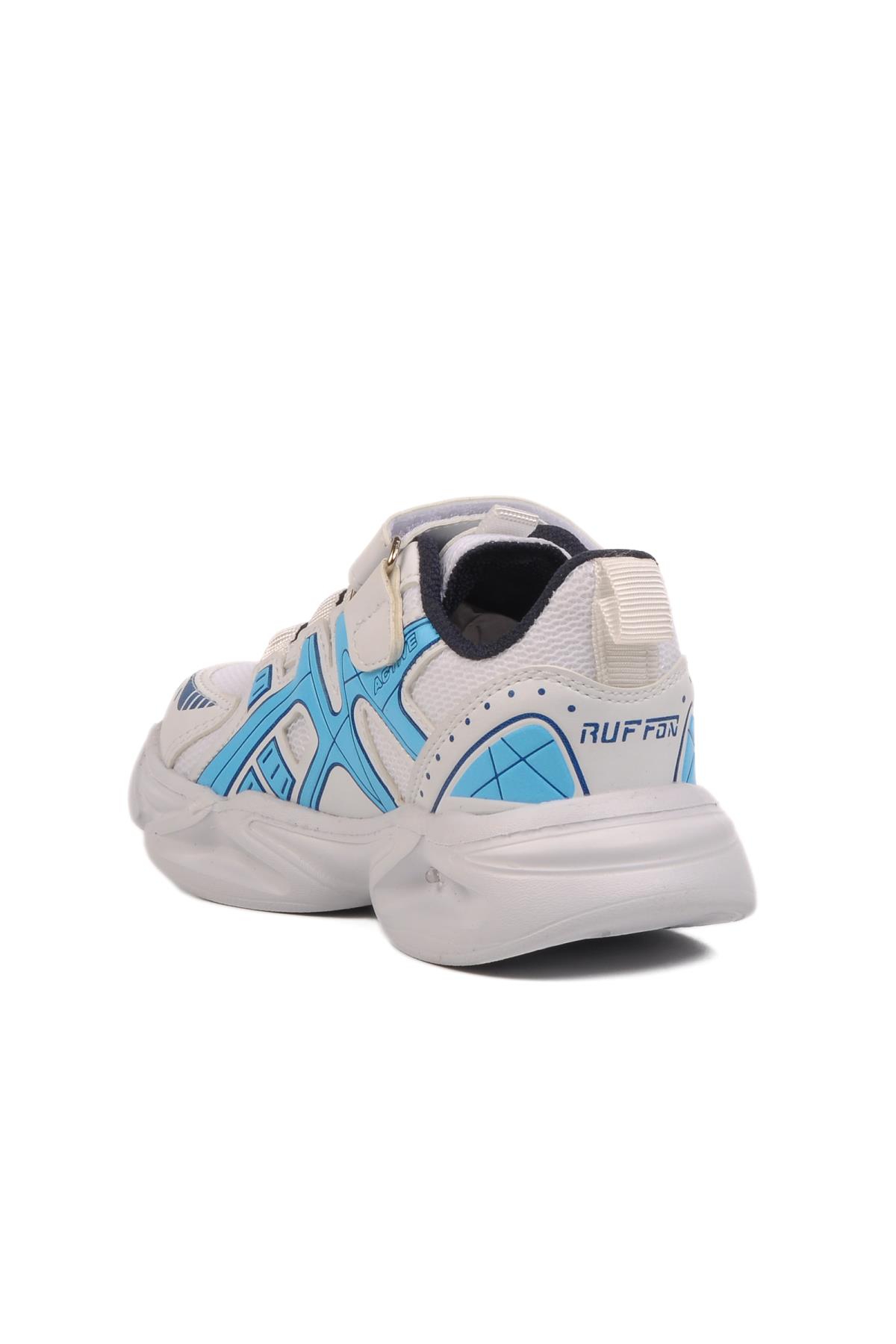Beyaz Lacivert Fileli Hafif Erkek Çocuk Spor Ayakkabı 2351 P - Görsel 5