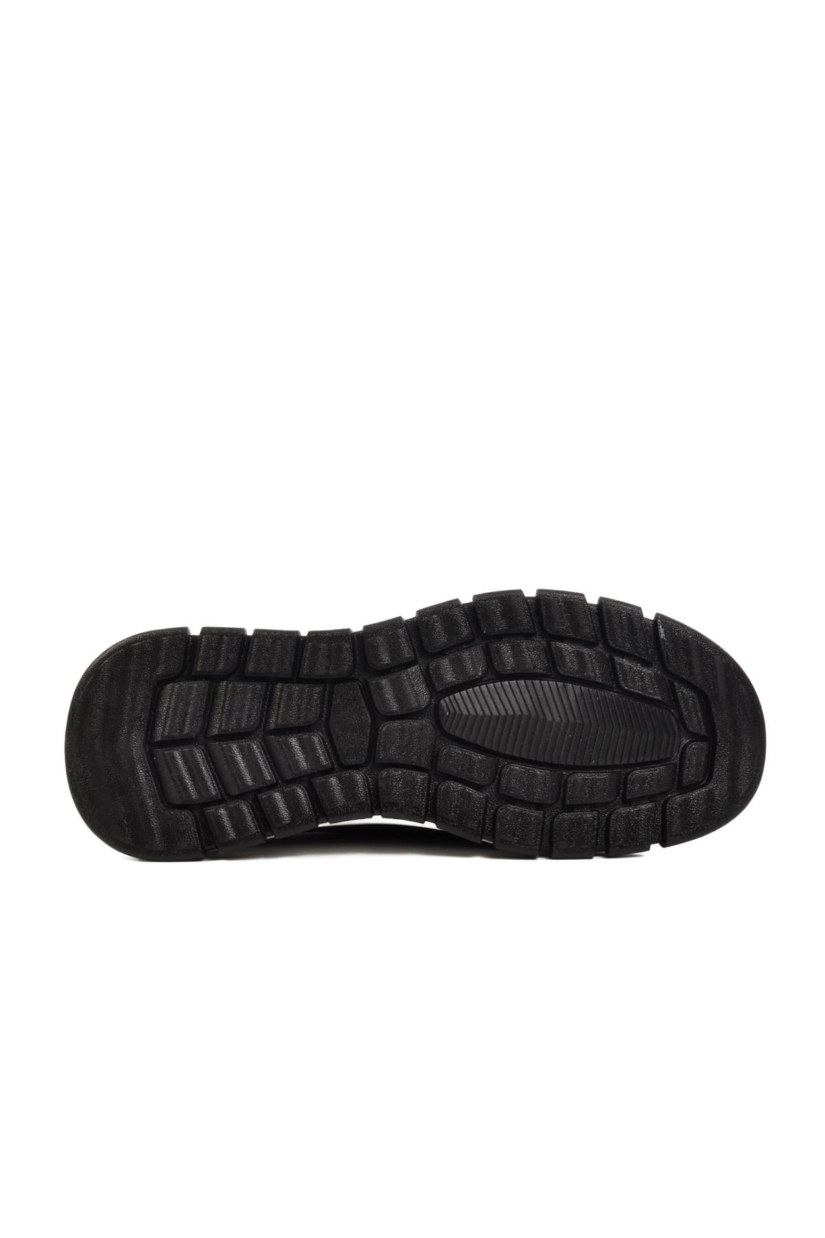 Siyah Beyaz Fileli Hafif Esnek Hava Alabilen Erkek Spor Ayakkabı Point M - Görsel 6