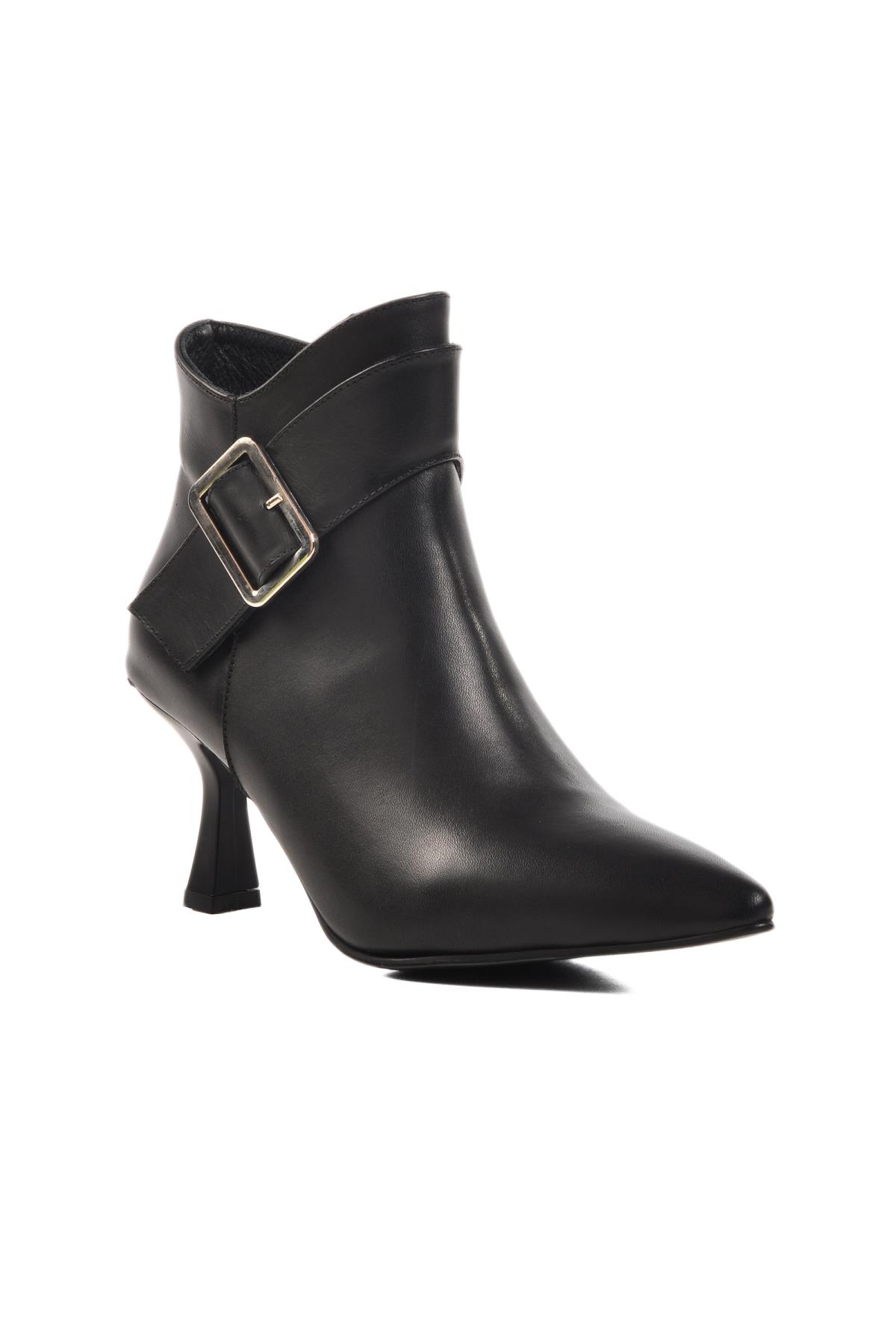 DS-90 Siyah İçi Polarlı Hakiki Deri Kadın Topuklu Bot - Görsel 2