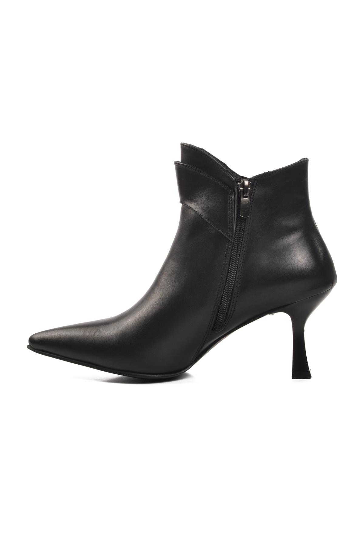 DS-90 Siyah İçi Polarlı Hakiki Deri Kadın Topuklu Bot - Görsel 4