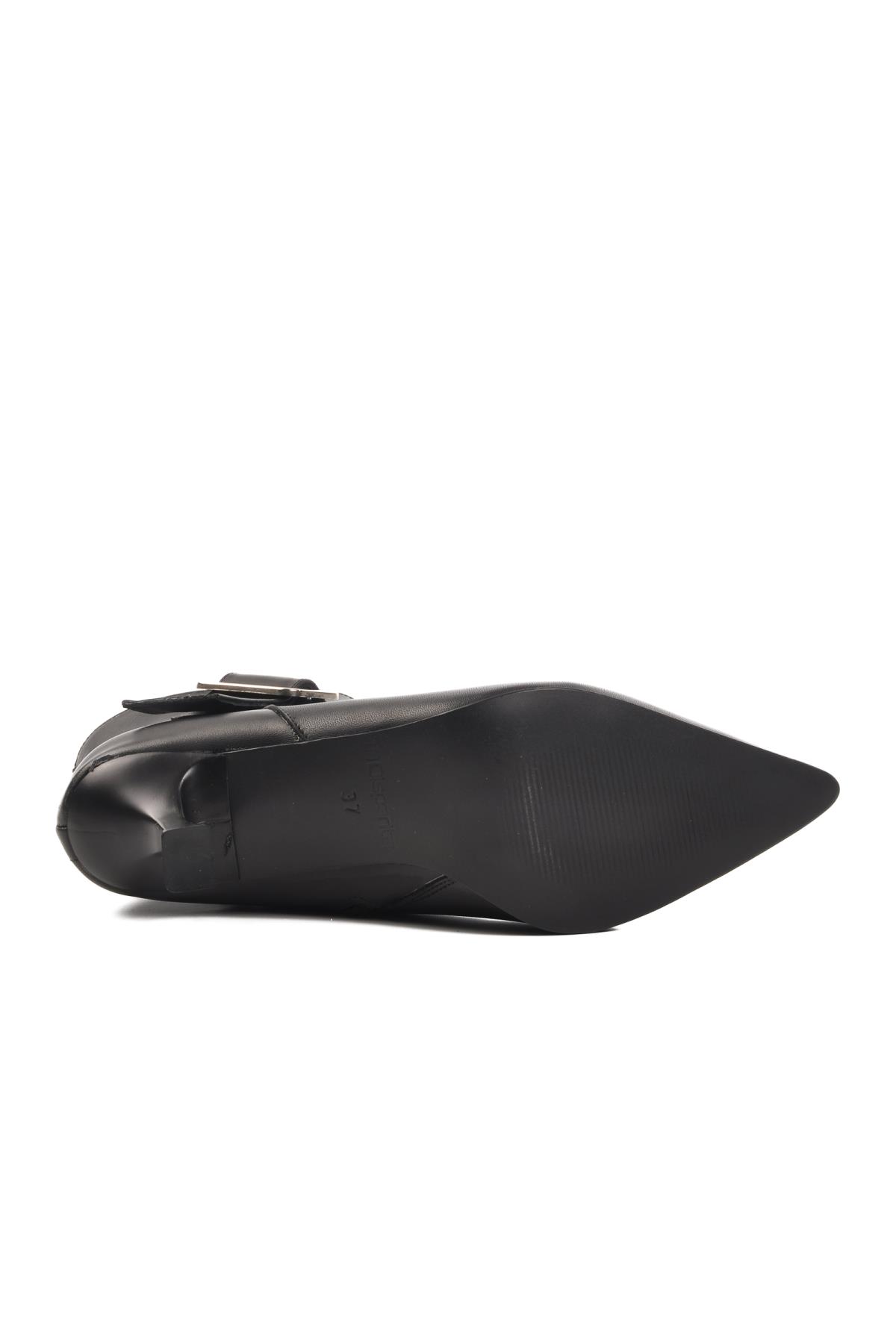 DS-90 Siyah İçi Polarlı Hakiki Deri Kadın Topuklu Bot - Görsel 6