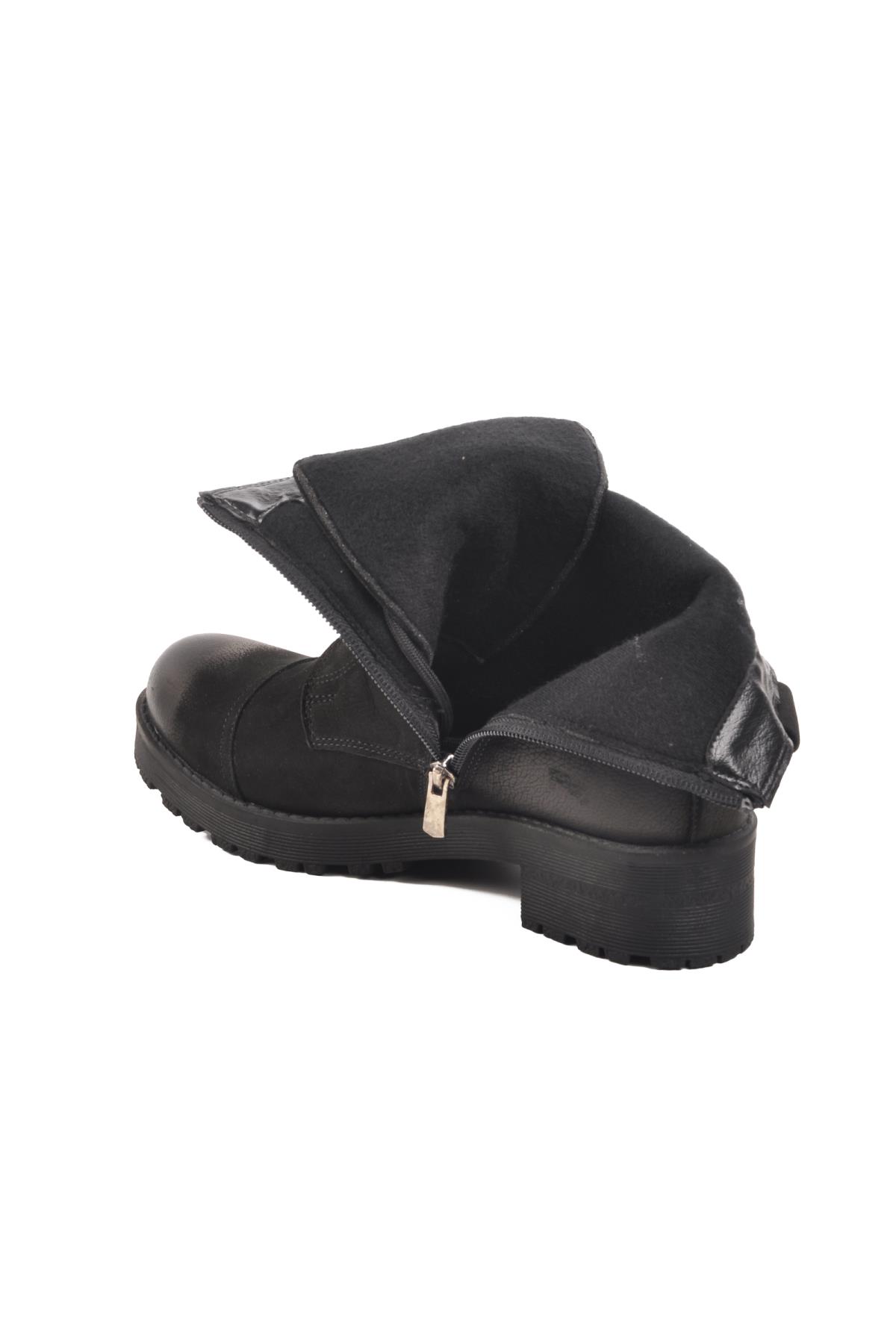 670 Z Siyah Nubuk Hakiki Deri Kadın Bot - Görsel 5