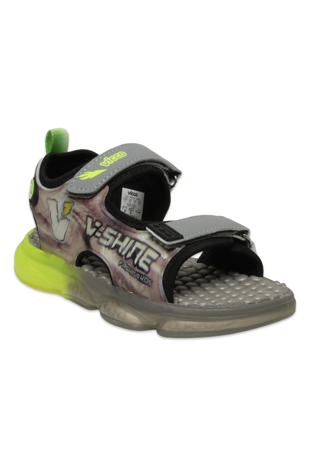 332.B25Y.255 Felipe Bebe Işıklı Phylon Gri Erkek Çocuk Sandalet - Görsel 2