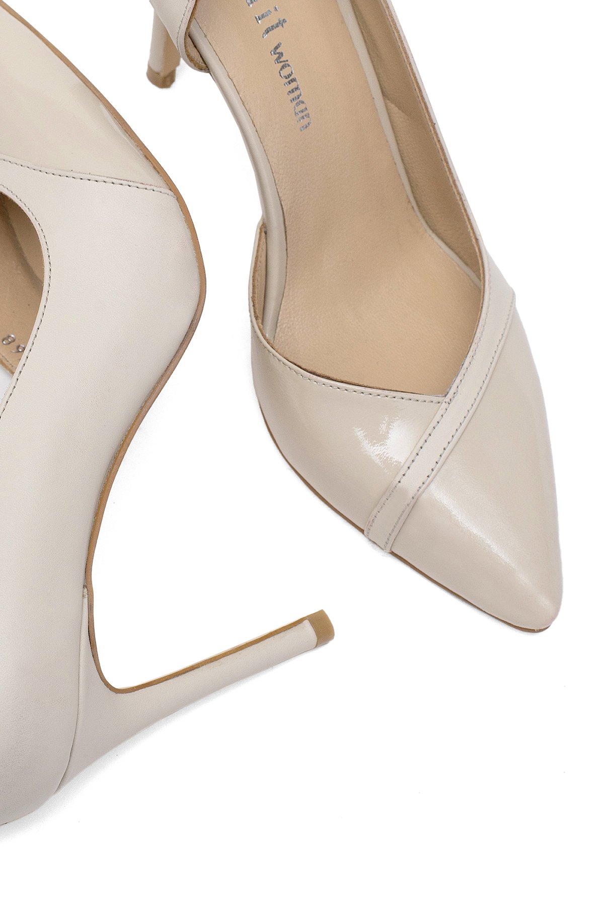 Elit Arlena Kadın Hakiki Deri Stiletto Bej - Görsel 7