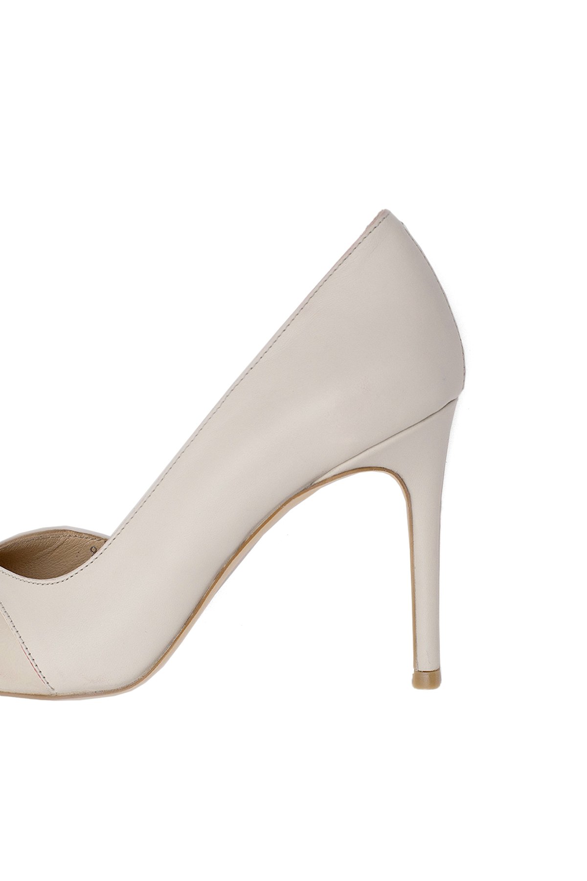 Elit Arlena Kadın Hakiki Deri Stiletto Bej - Görsel 9