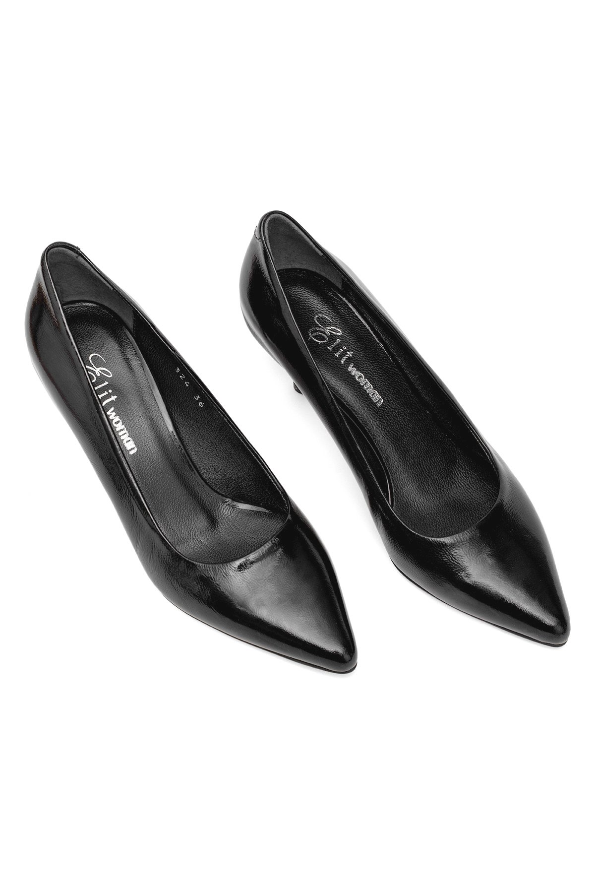 Elit Elysia Kadın Hakiki Rugan Deri Stiletto Siyah - Görsel 4