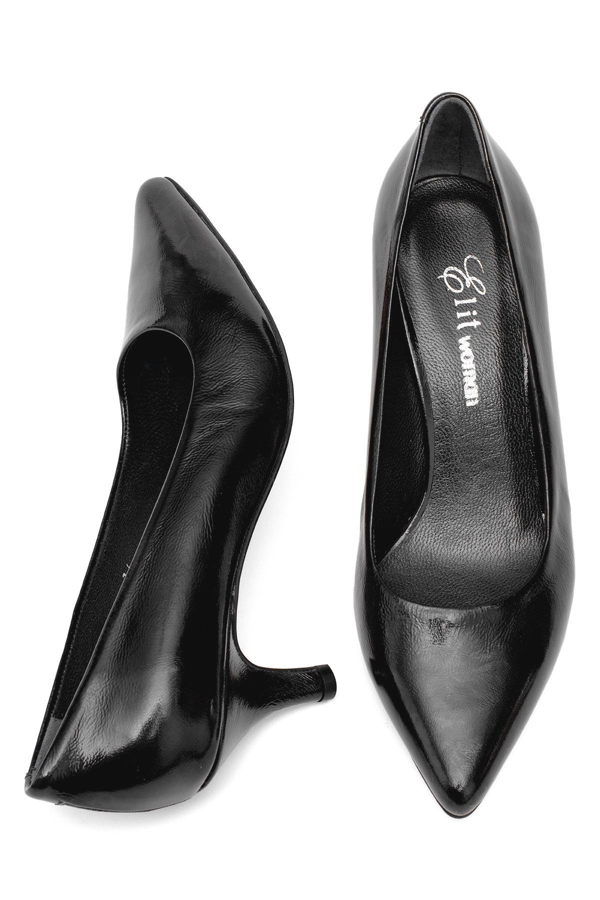 Elit Elysia Kadın Hakiki Rugan Deri Stiletto Siyah - Görsel 6