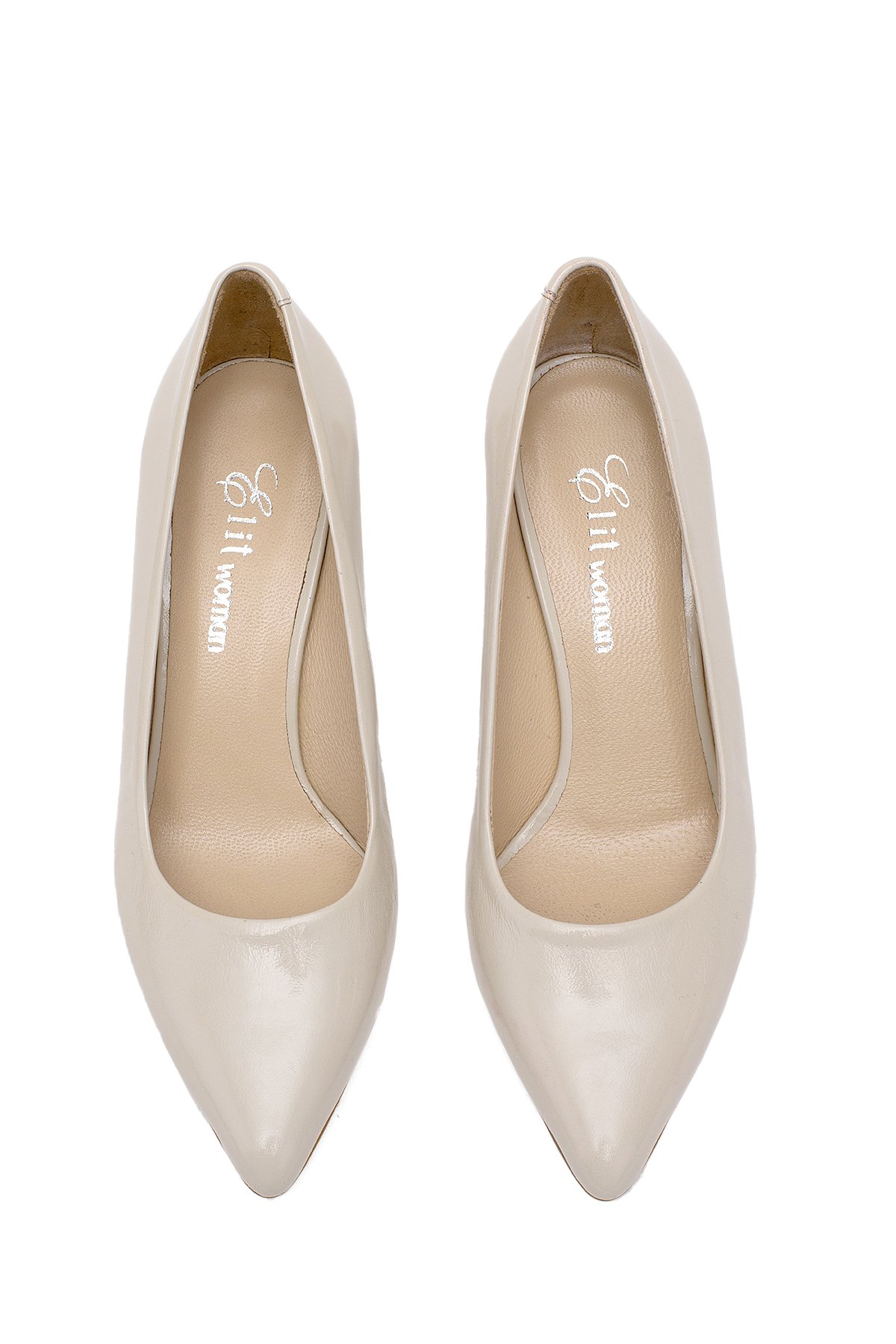 Elit Elysia Kadın Hakiki Rugan Deri Stiletto Bej - Görsel 5