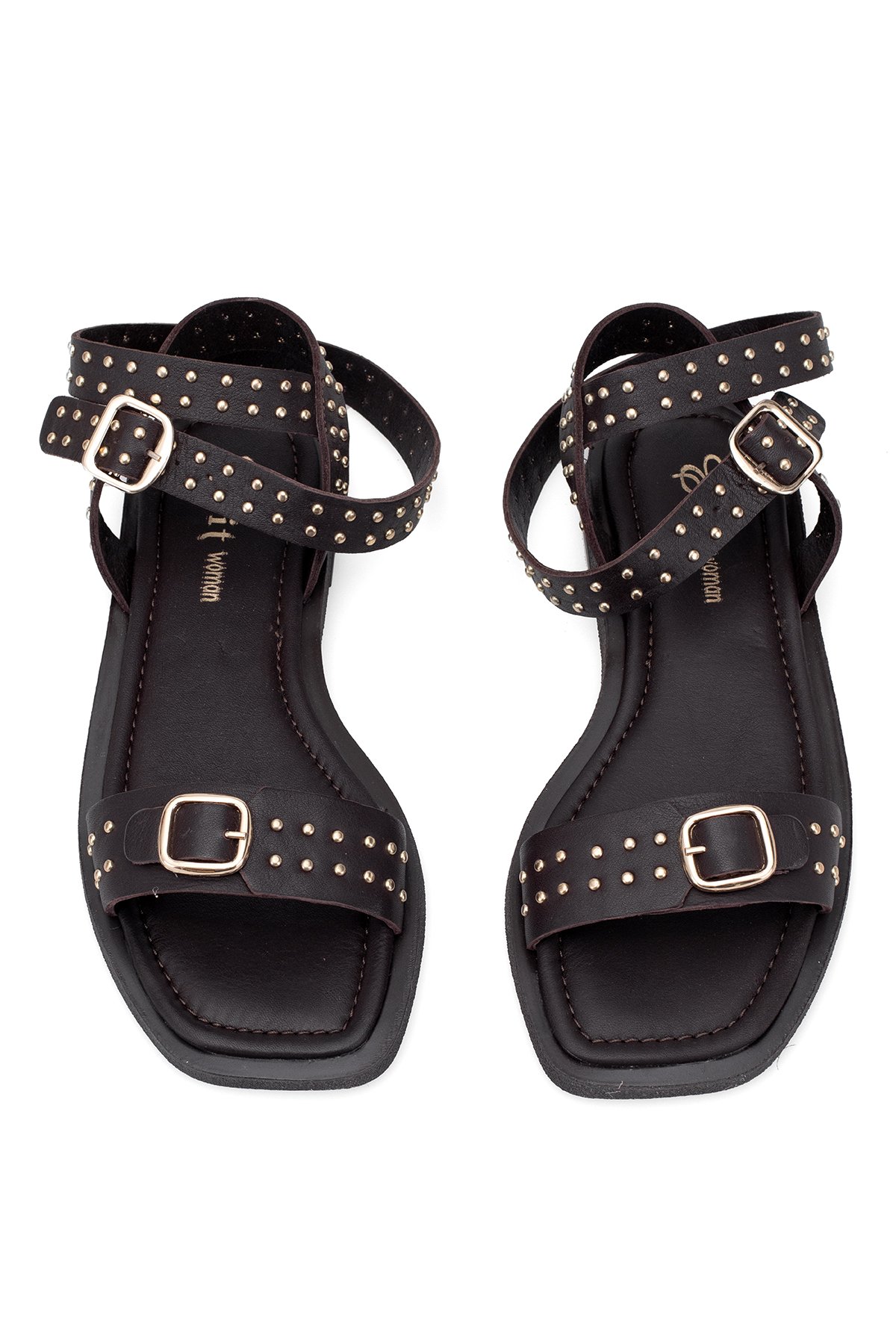 Elit Maribelle Kadın Hakiki Deri Ortopedik Düz Sandalet Kahverengi - Görsel 4