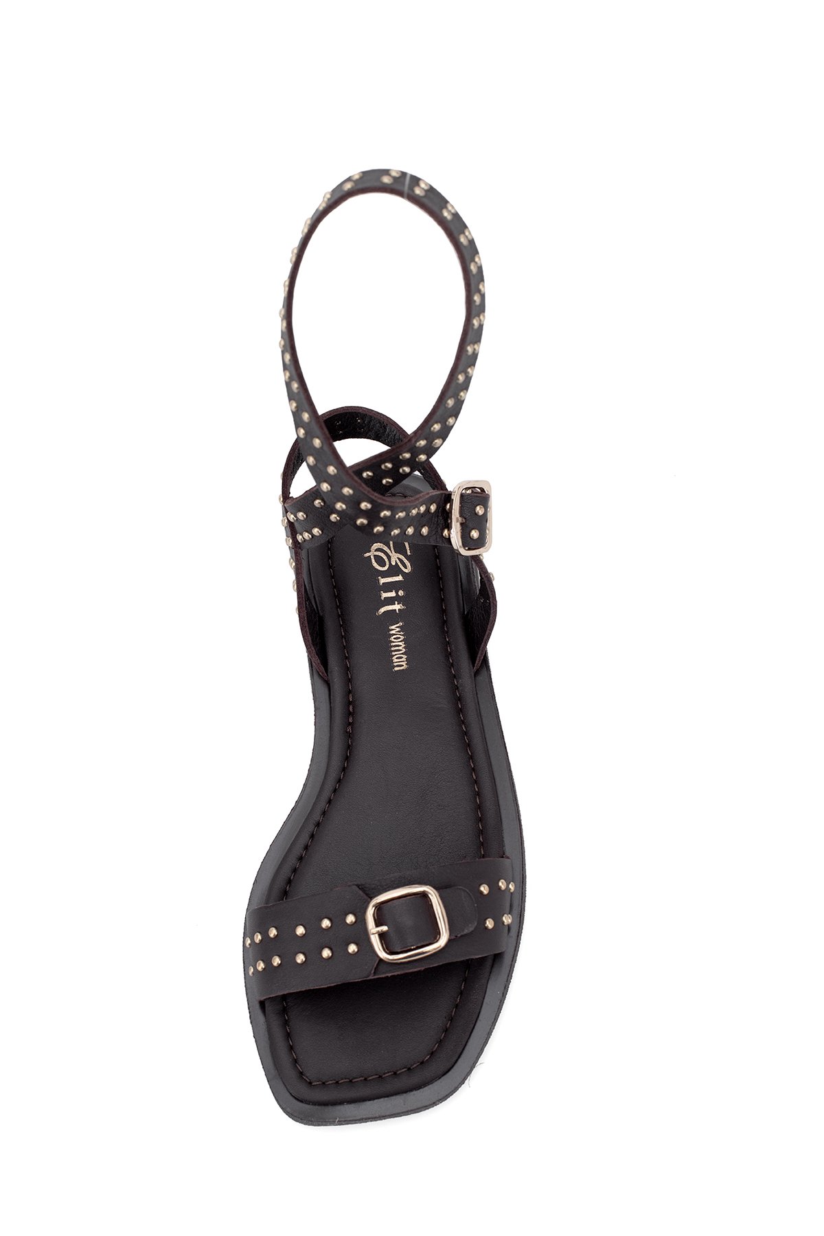 Elit Maribelle Kadın Hakiki Deri Ortopedik Düz Sandalet Kahverengi - Görsel 7