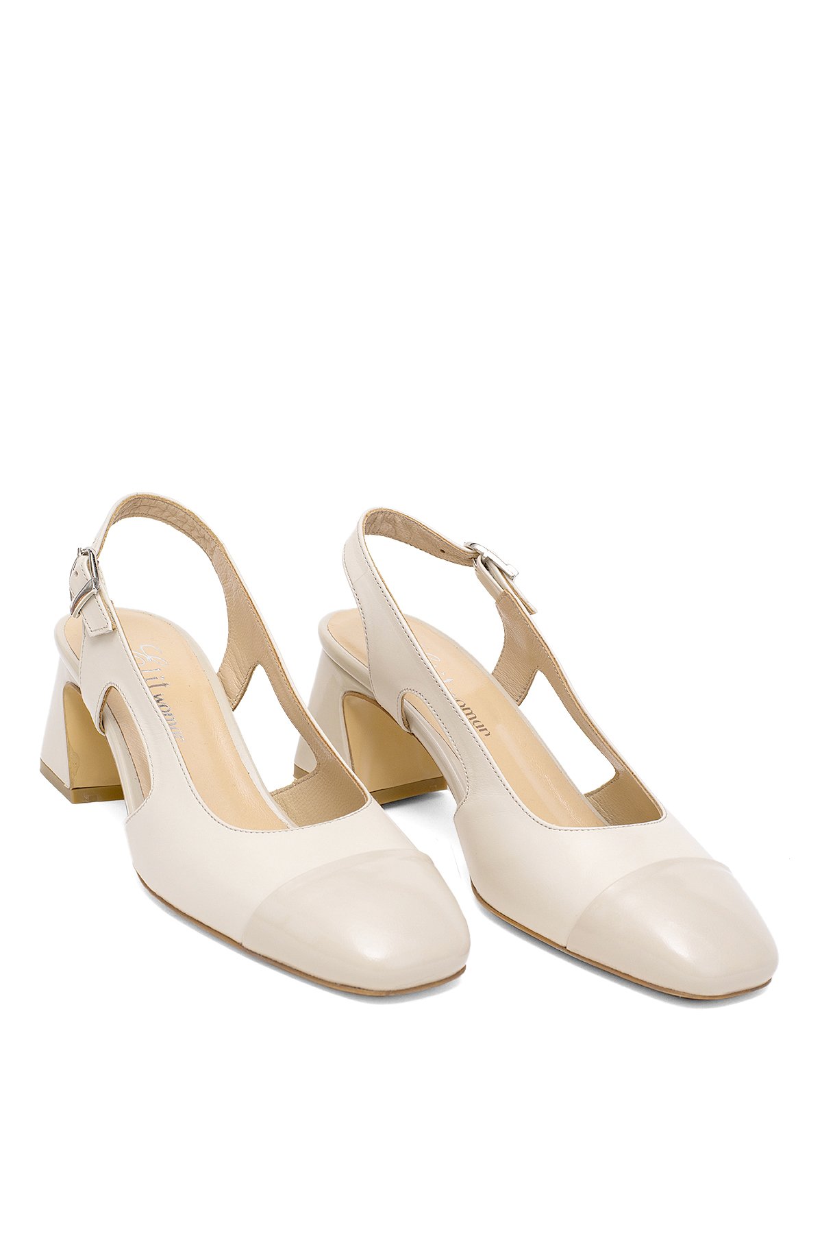 Elit Serina Kadın Hakiki Deri Klasik Topuklu Ayakkabı Bej - Görsel 3