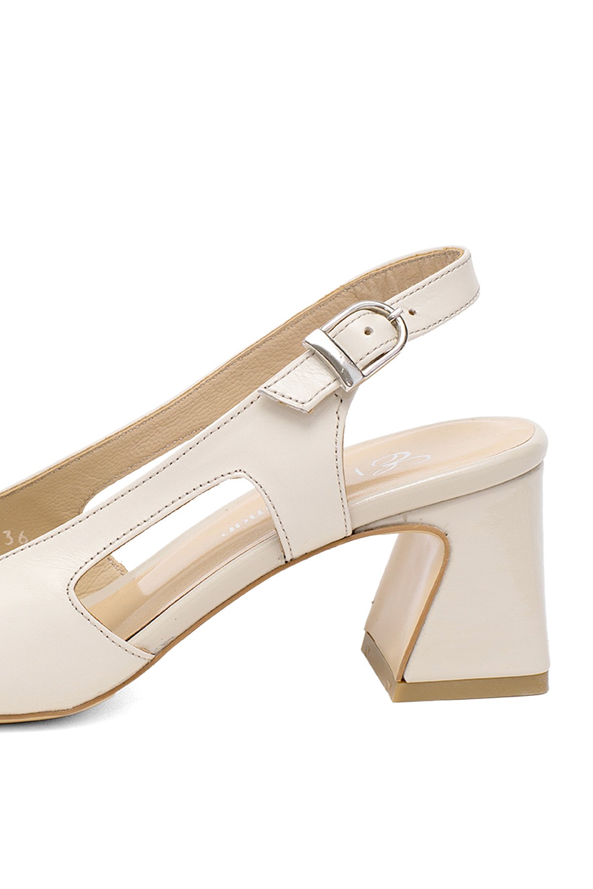 Elit Serina Kadın Hakiki Deri Klasik Topuklu Ayakkabı Bej - Görsel 9