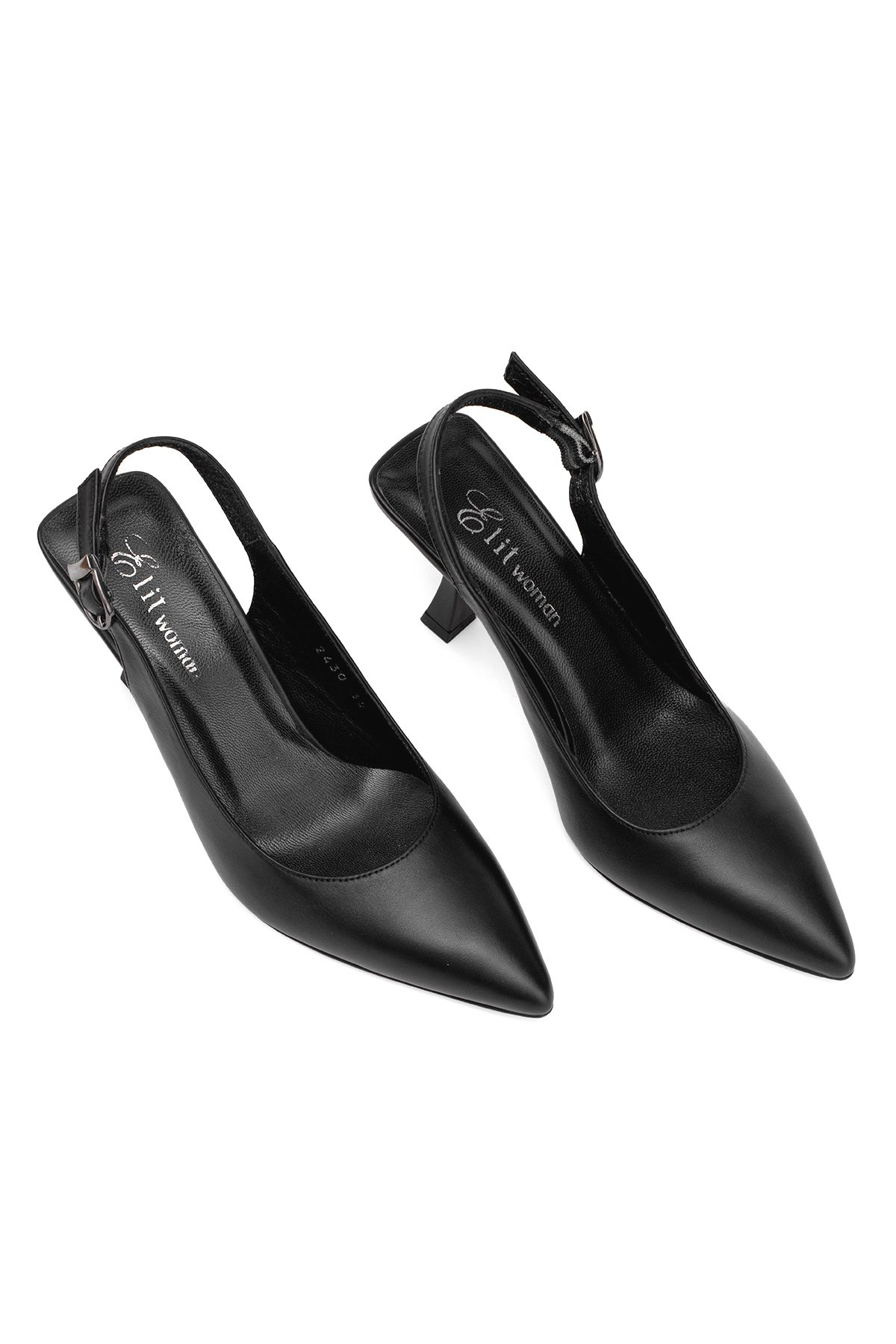 Elit Calissa Kadın Hakiki Deri Klasik Topuklu Ayakkabı Siyah - Görsel 4