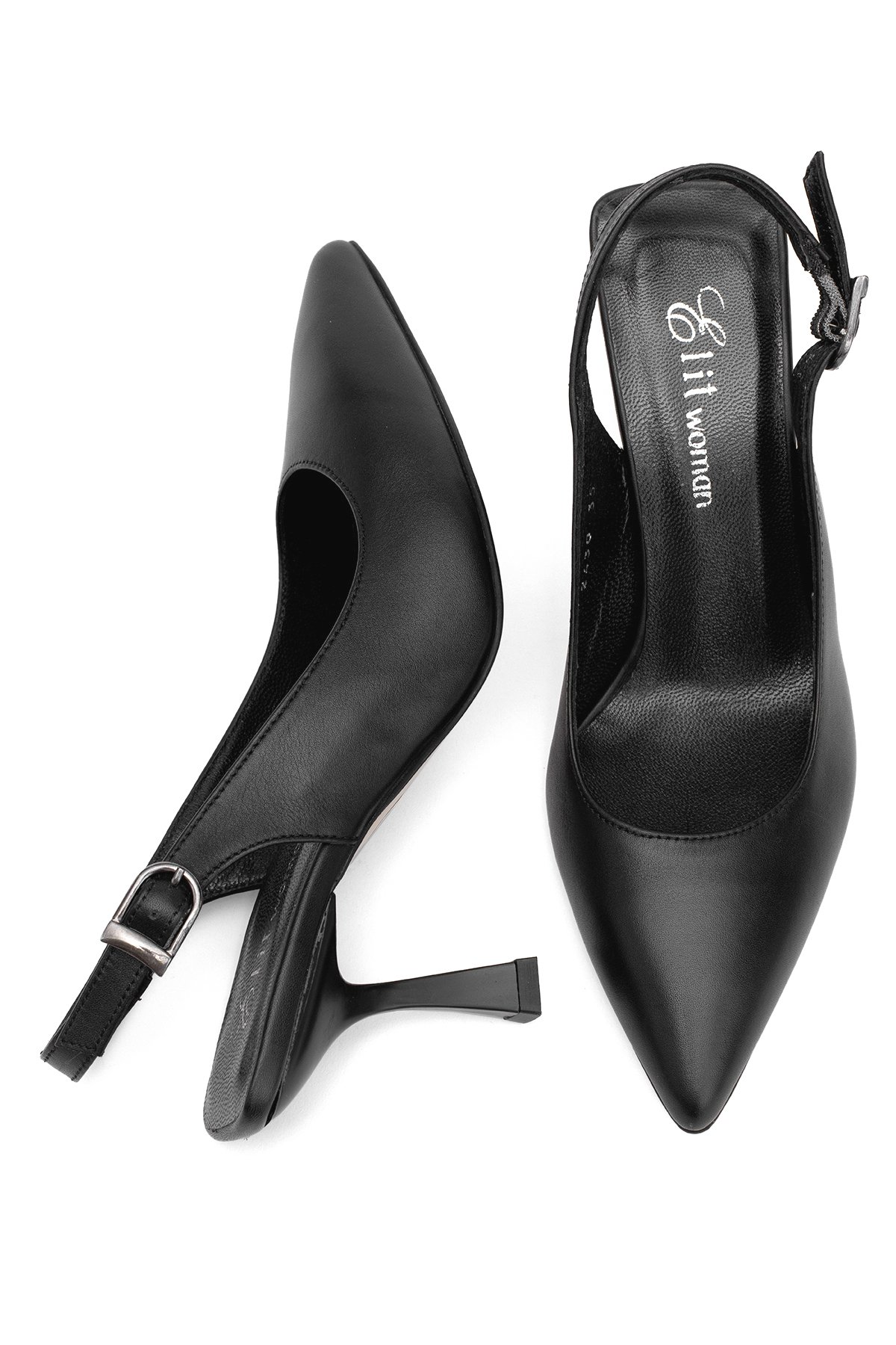 Elit Calissa Kadın Hakiki Deri Klasik Topuklu Ayakkabı Siyah - Görsel 6