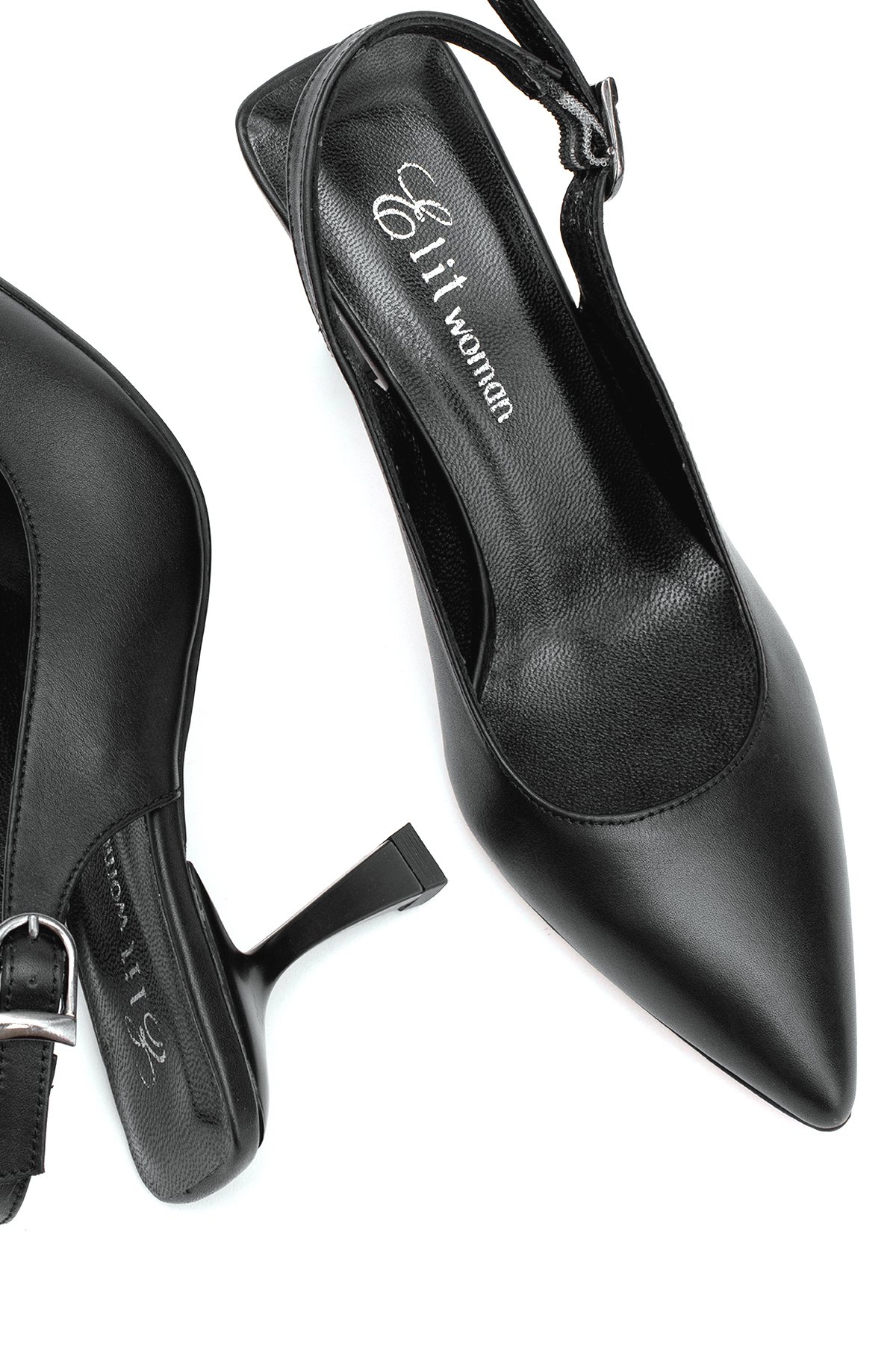 Elit Calissa Kadın Hakiki Deri Klasik Topuklu Ayakkabı Siyah - Görsel 7