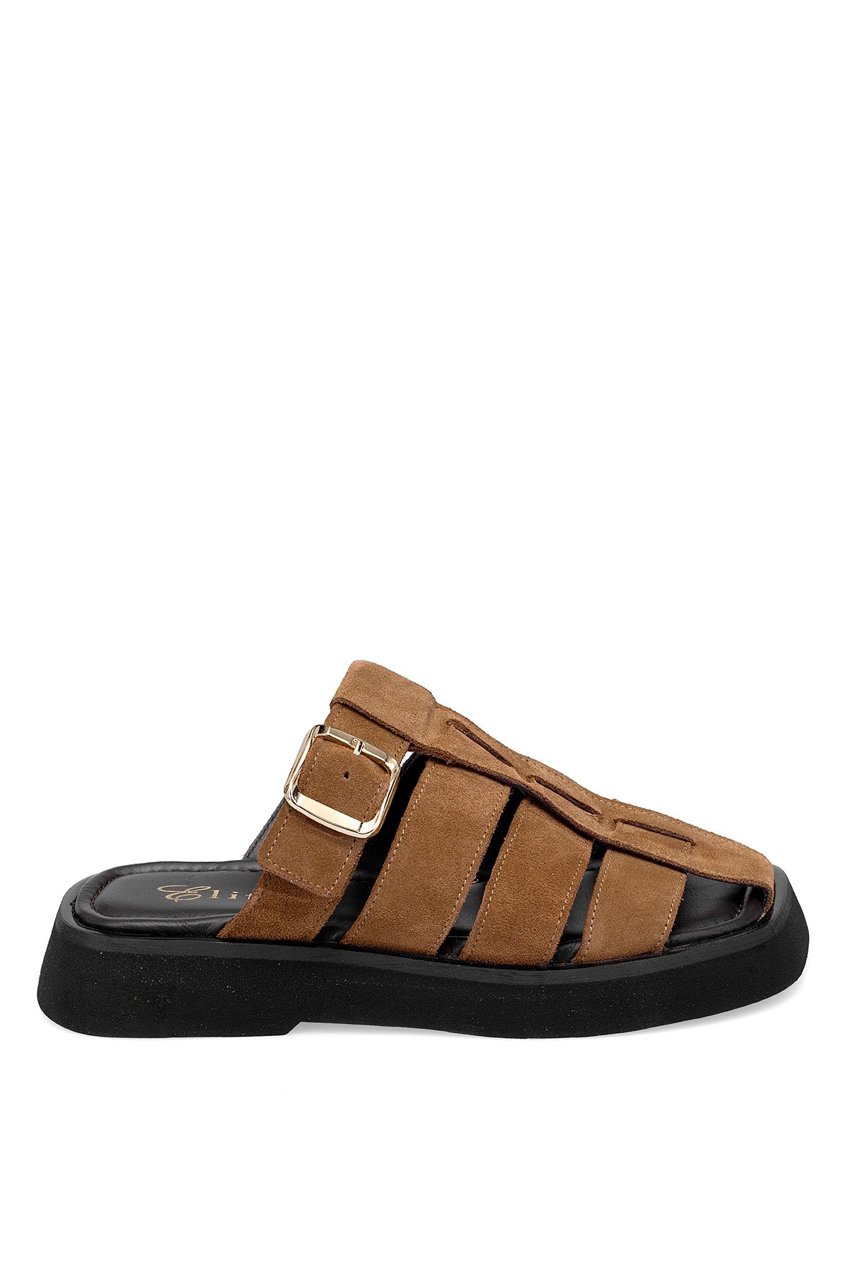 Elit Florencia Kadın Hakiki Süet Deri Ortopedik Düz Terlik Kahverengi - Görsel 2