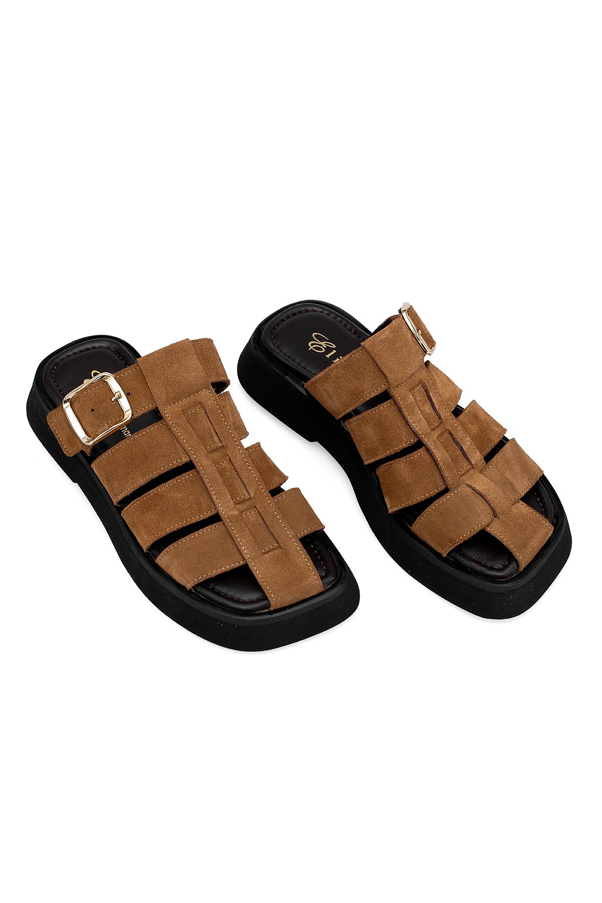 Elit Florencia Kadın Hakiki Süet Deri Ortopedik Düz Terlik Kahverengi - Görsel 3