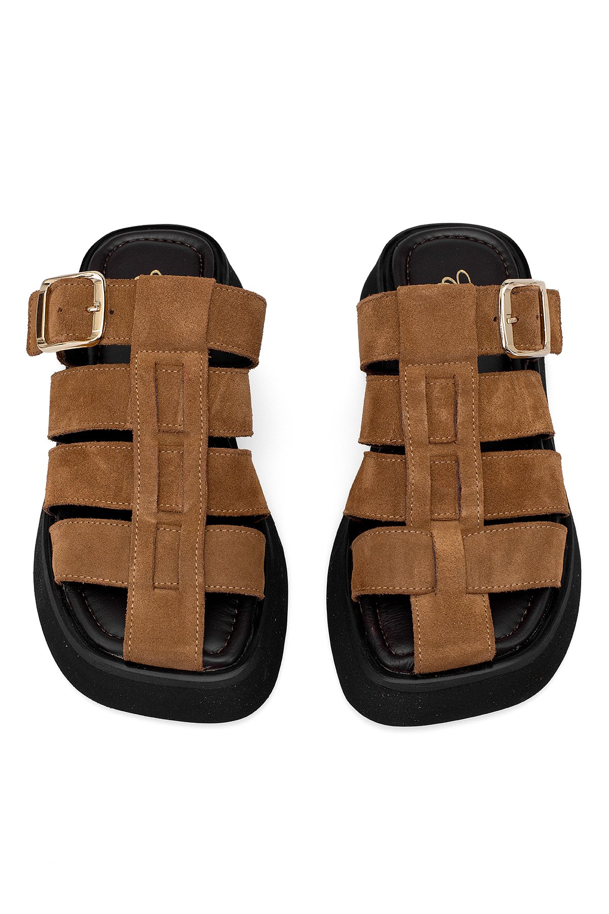 Elit Florencia Kadın Hakiki Süet Deri Ortopedik Düz Terlik Kahverengi - Görsel 4