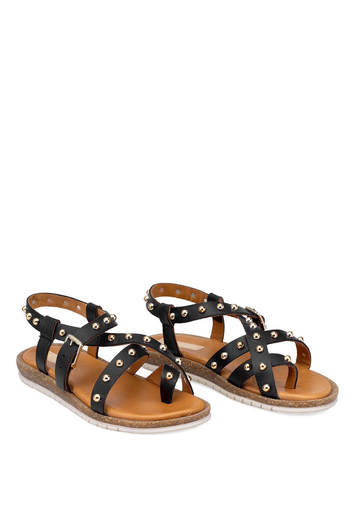 Elit Oriana Kadın Hakiki Deri Düz Sandalet Siyah - Görsel 8