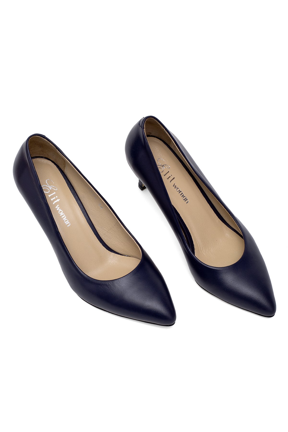 Elit Selestia Kadın Hakiki Deri Stiletto Lacivert - Görsel 3