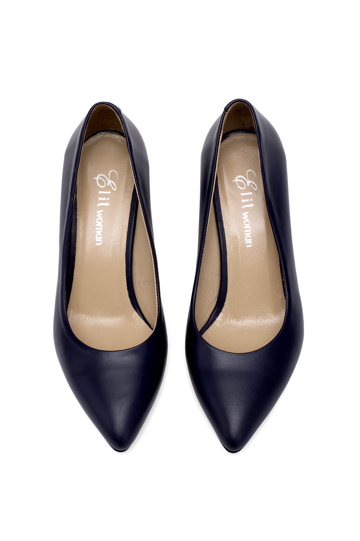 Elit Selestia Kadın Hakiki Deri Stiletto Lacivert - Görsel 4