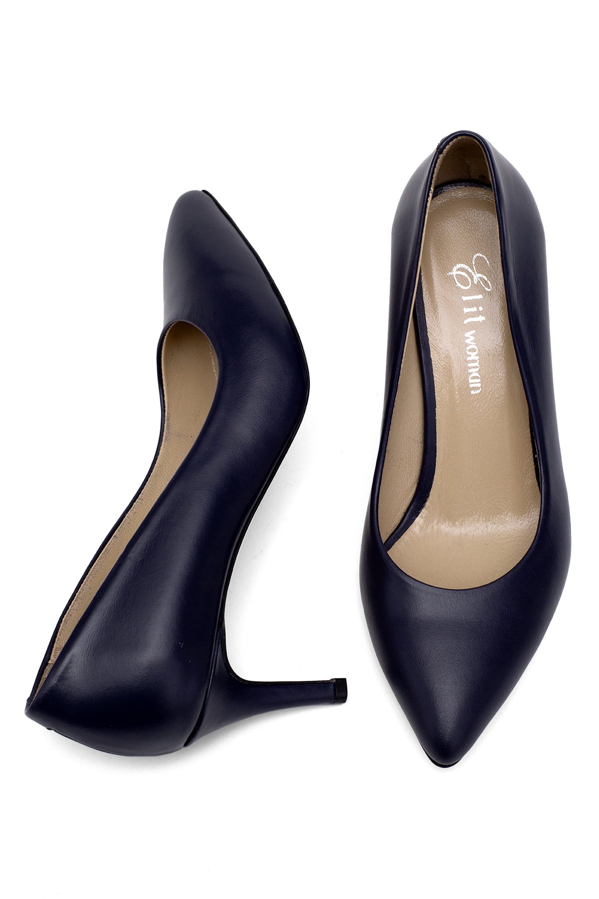 Elit Selestia Kadın Hakiki Deri Stiletto Lacivert - Görsel 5