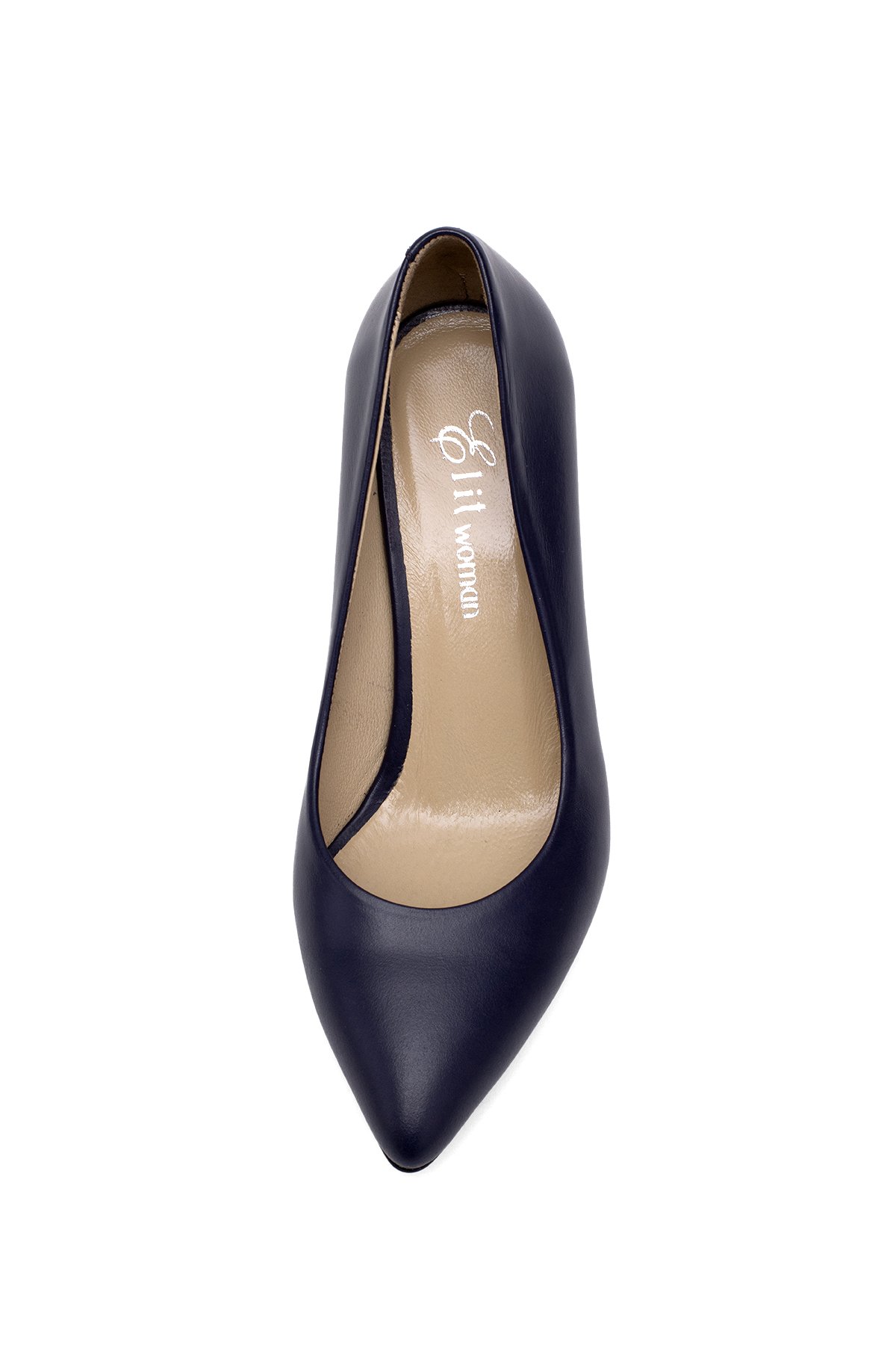 Elit Selestia Kadın Hakiki Deri Stiletto Lacivert - Görsel 7