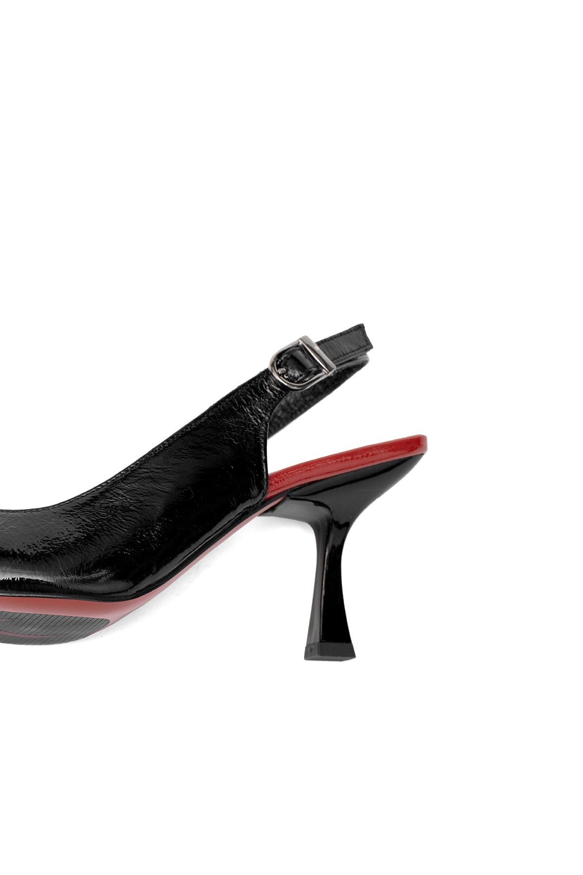 Elit Calissa Kadın Hakiki Rugan Deri Tokalı Klasik Topuklu Ayakkabı Siyah - Görsel 8