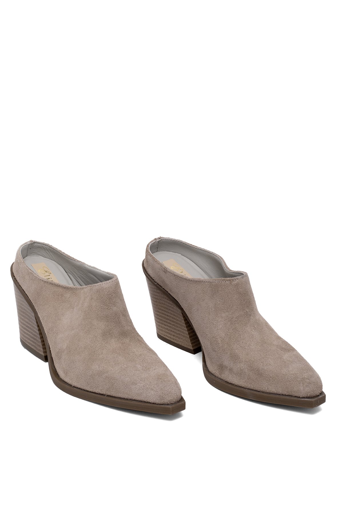 Elit Vega Kadın Hakiki Nubuk Deri Ortopedik Topuklu Terlik Vizon - Görsel 3