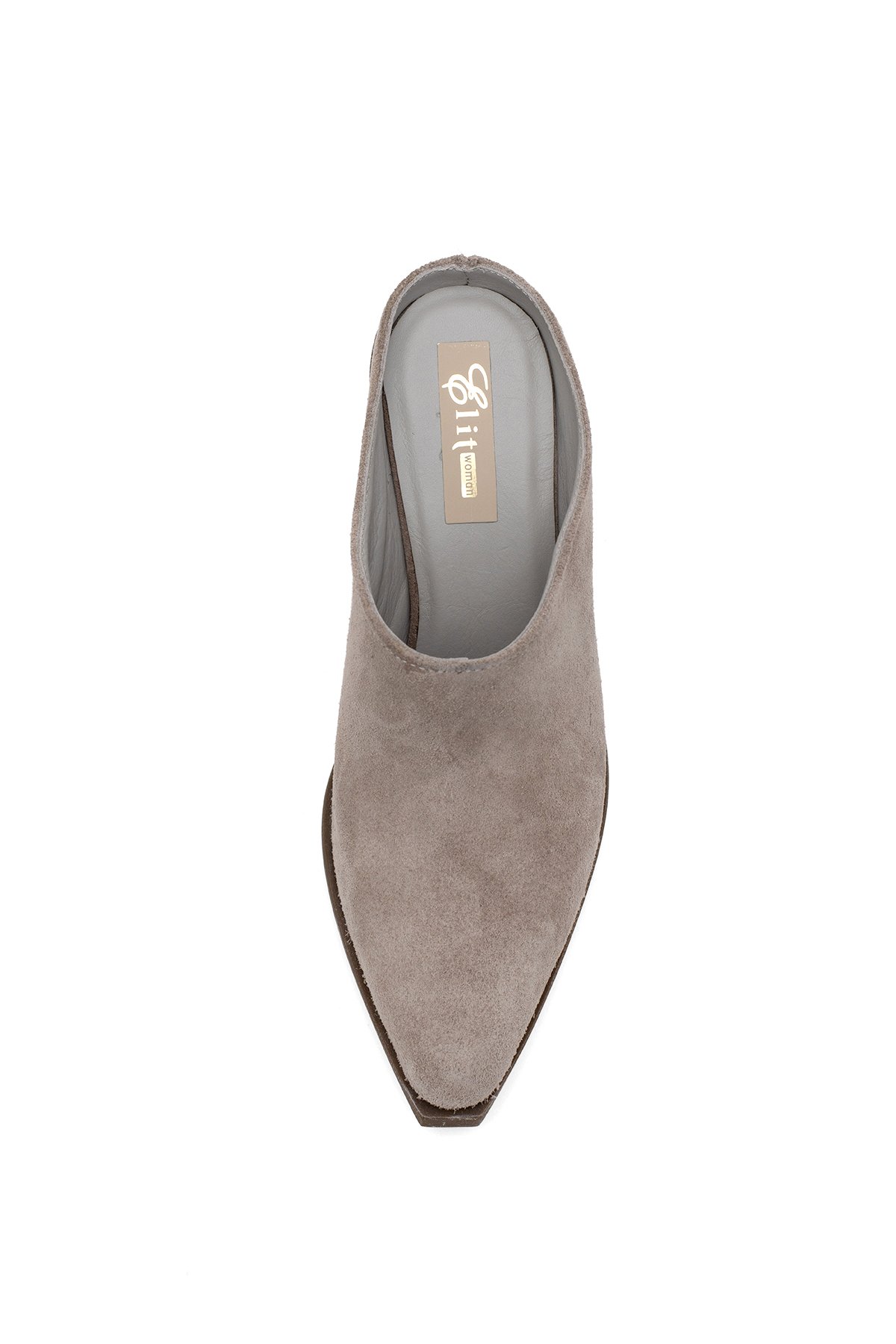 Elit Vega Kadın Hakiki Nubuk Deri Ortopedik Topuklu Terlik Vizon - Görsel 8