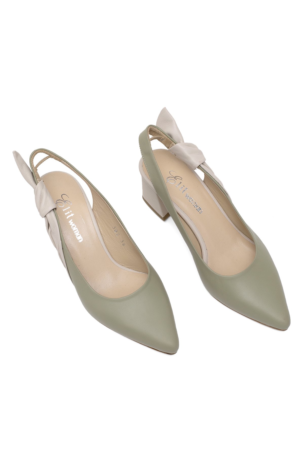 Elit Amina Kadın Hakiki Deri Klasik Topuklu Ayakkabı Yeşil - Görsel 4