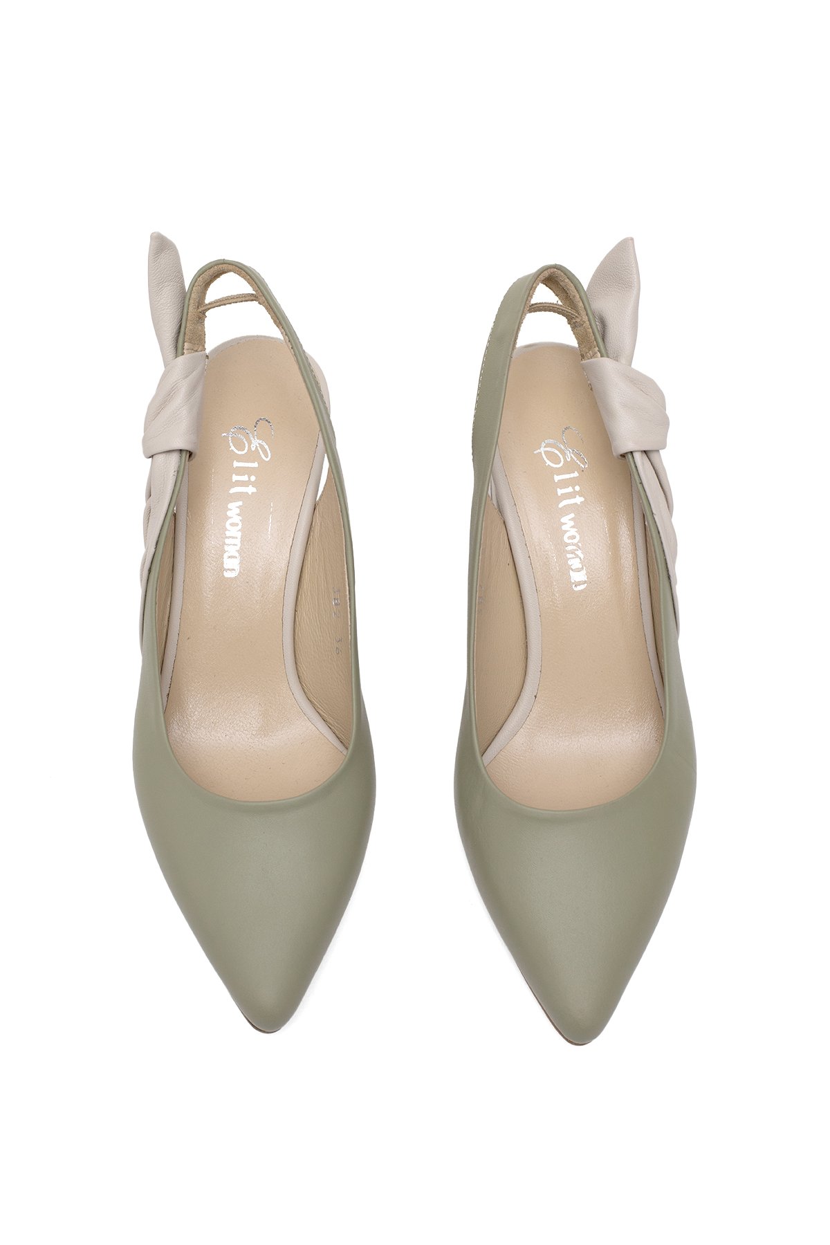 Elit Amina Kadın Hakiki Deri Klasik Topuklu Ayakkabı Yeşil - Görsel 5