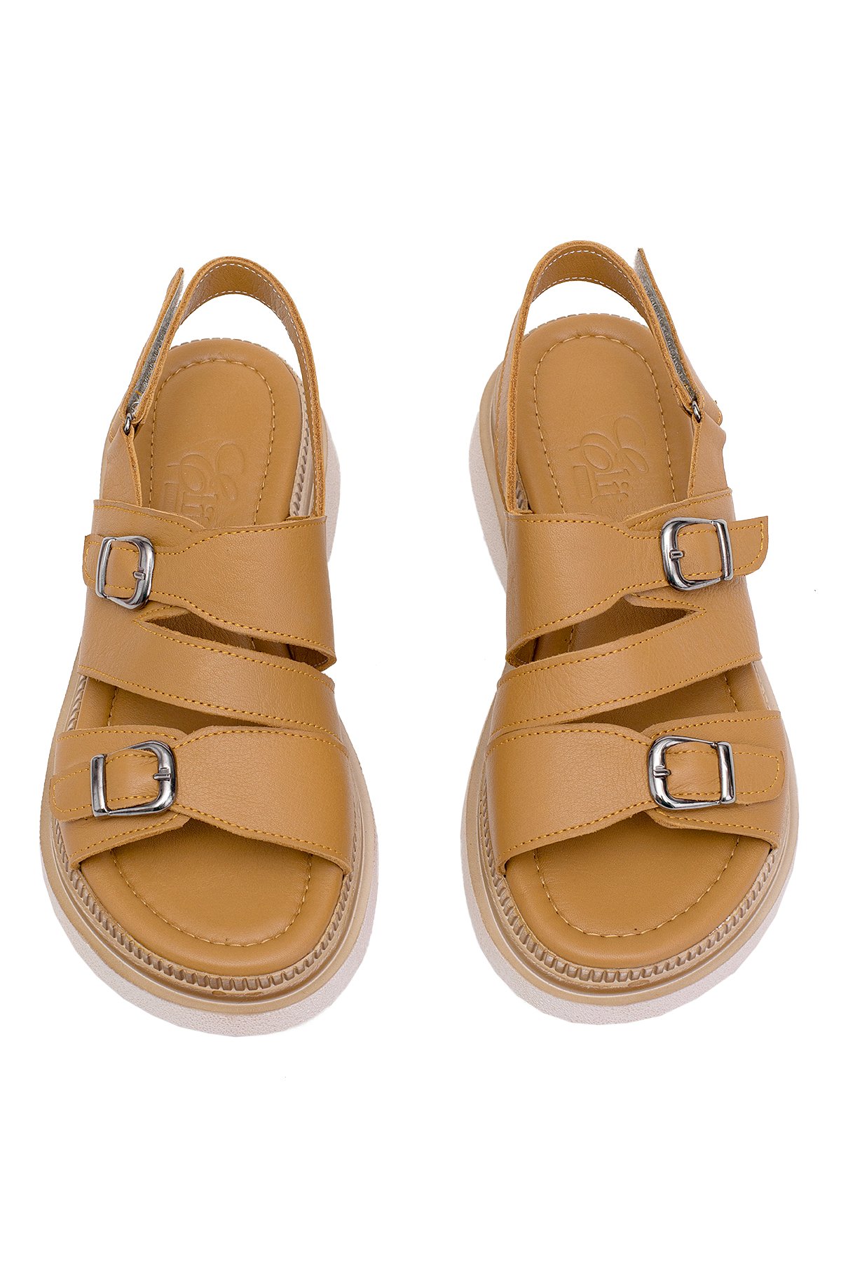 Elit Vesta Kadın Hakiki Deri Düz Sandalet Taba - Görsel 4