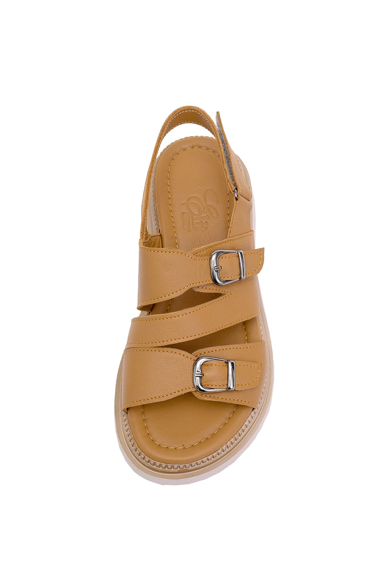 Elit Vesta Kadın Hakiki Deri Düz Sandalet Taba - Görsel 7