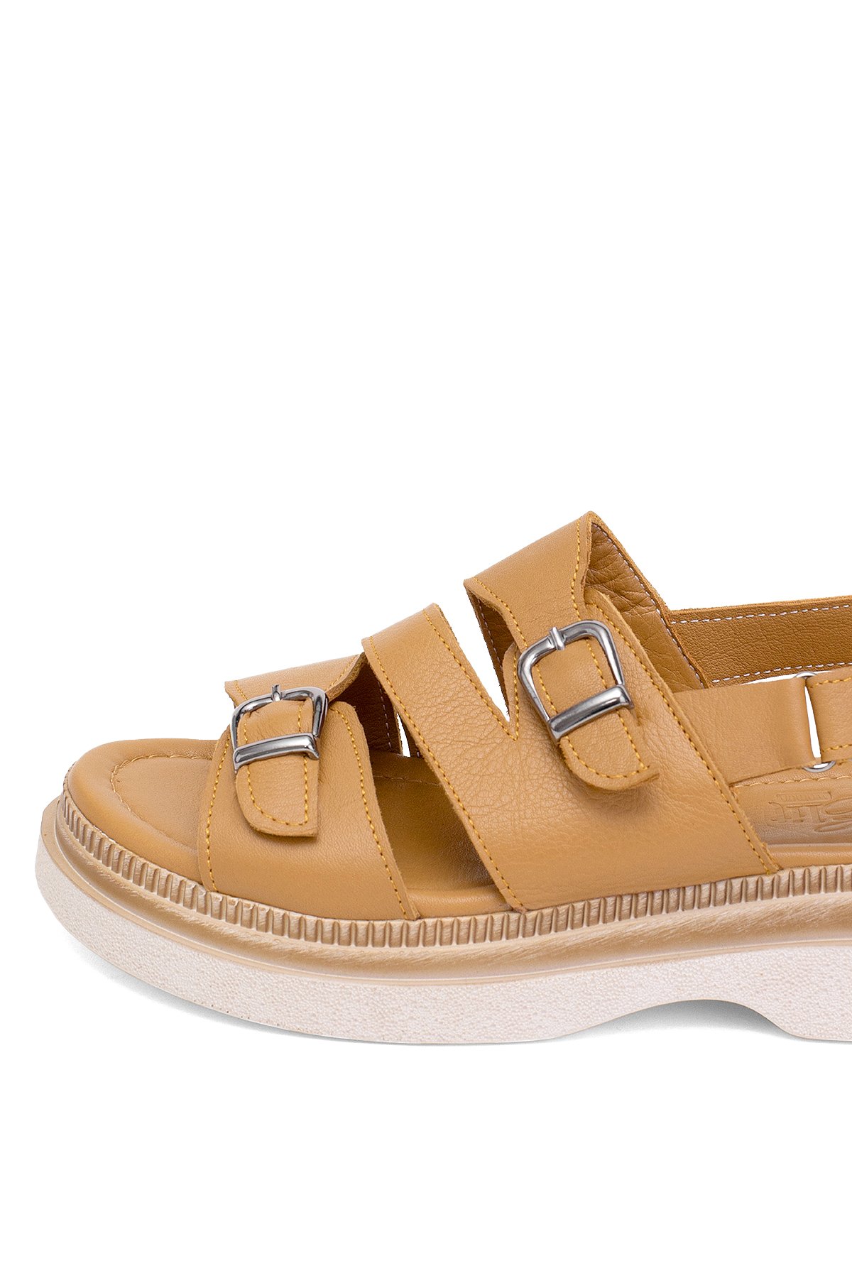 Elit Vesta Kadın Hakiki Deri Düz Sandalet Taba - Görsel 8