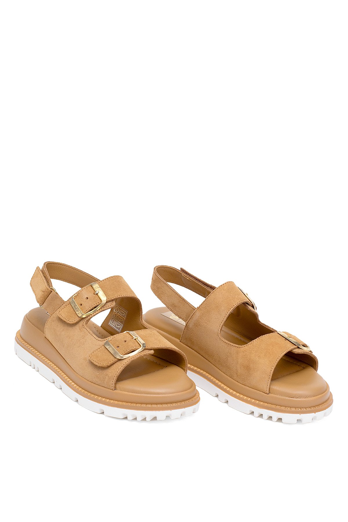 Elit Lexa Kadın Hakiki Deri Düz Sandalet Taba - Görsel 2