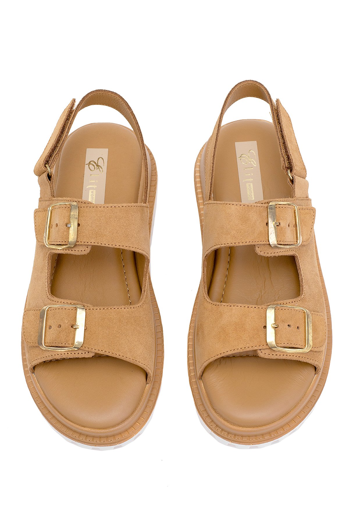 Elit Lexa Kadın Hakiki Deri Düz Sandalet Taba - Görsel 4