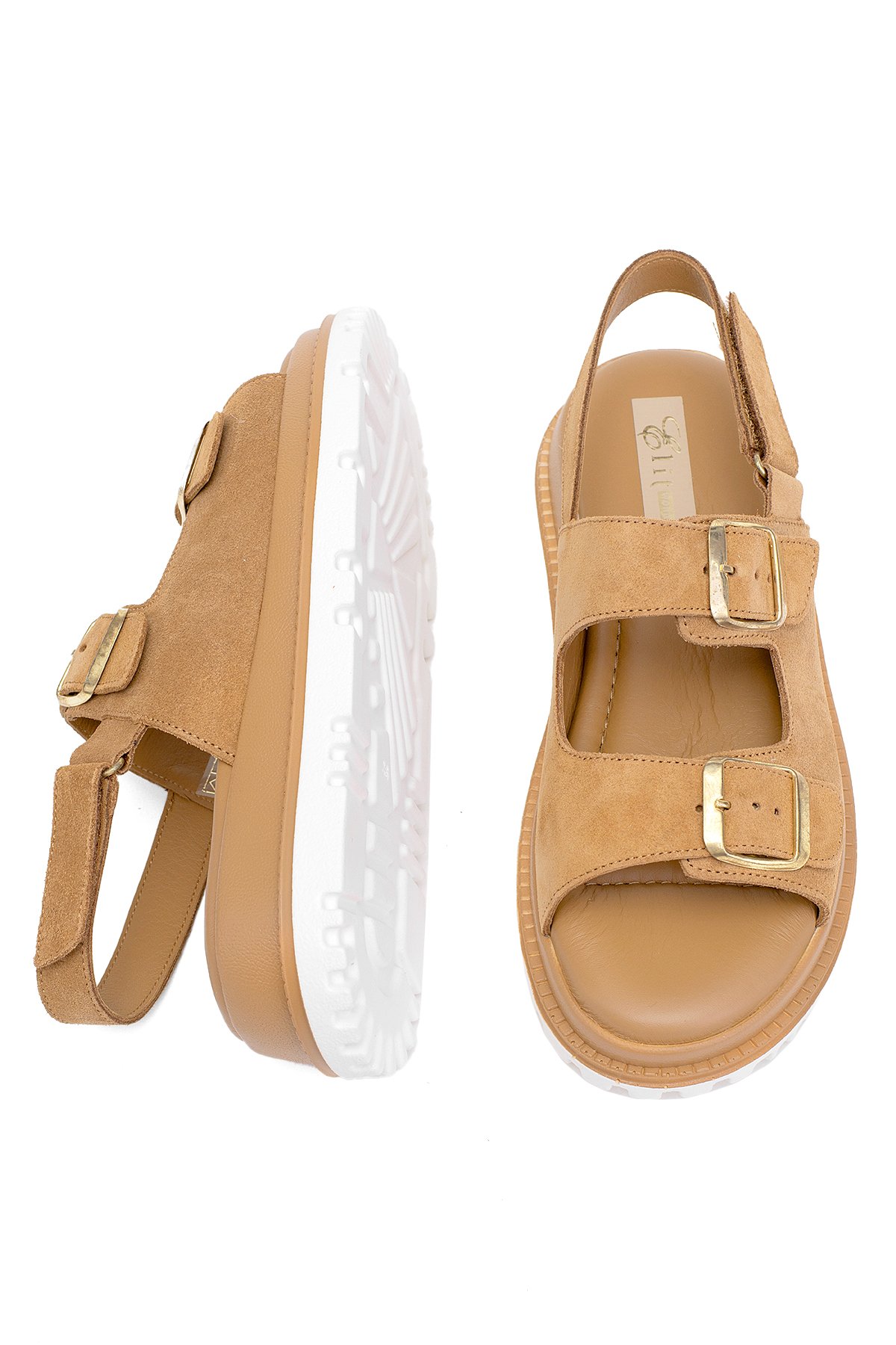 Elit Lexa Kadın Hakiki Deri Düz Sandalet Taba - Görsel 5