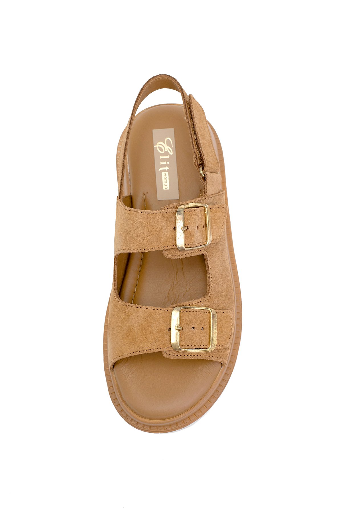 Elit Lexa Kadın Hakiki Deri Düz Sandalet Taba - Görsel 7