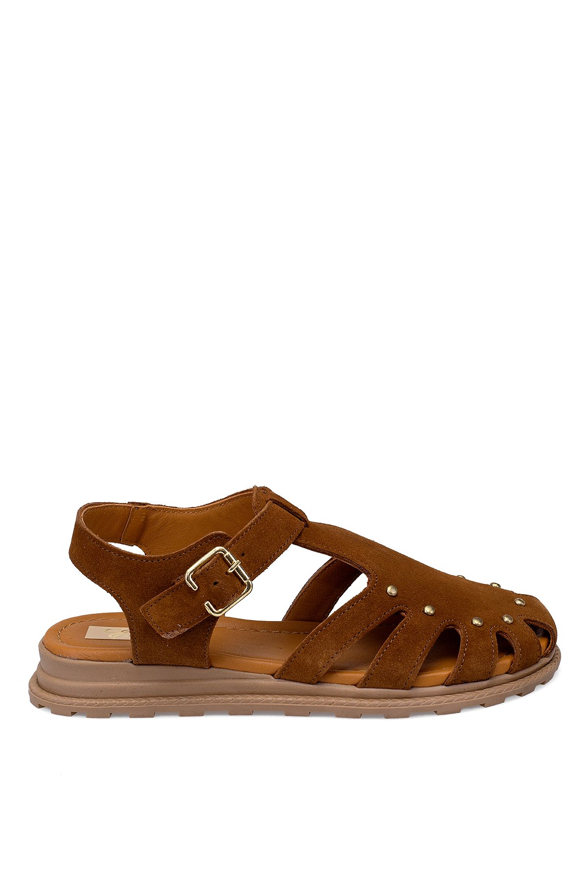 Elit Celestine Kadın Hakiki Deri Düz Sandalet Taba - Görsel 2