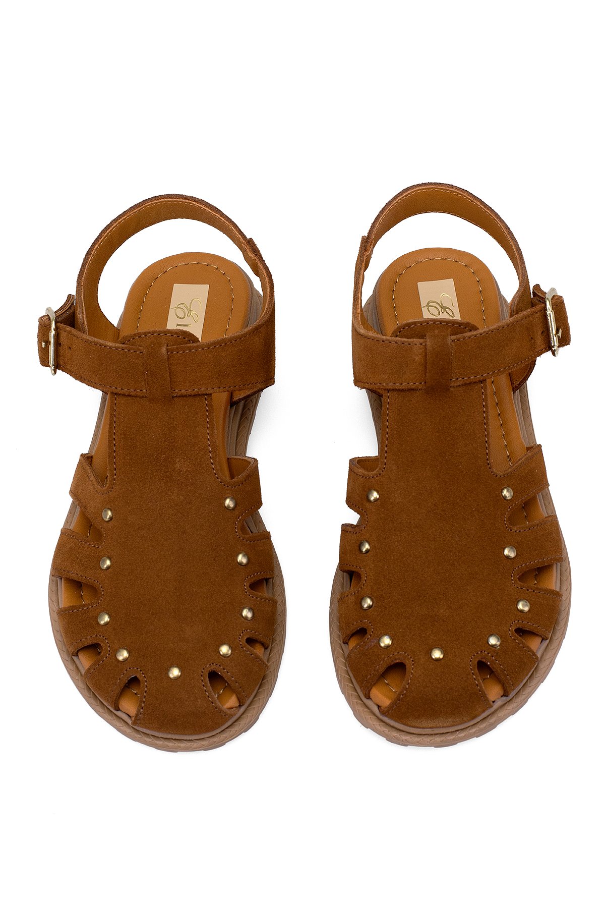 Elit Celestine Kadın Hakiki Deri Düz Sandalet Taba - Görsel 4