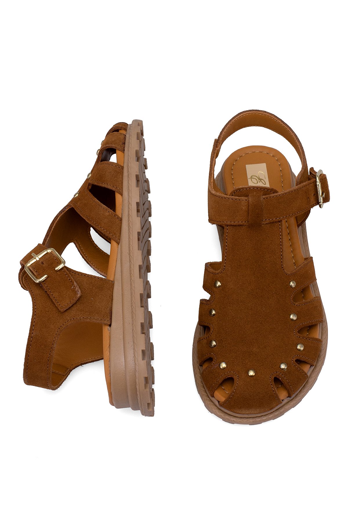 Elit Celestine Kadın Hakiki Deri Düz Sandalet Taba - Görsel 5