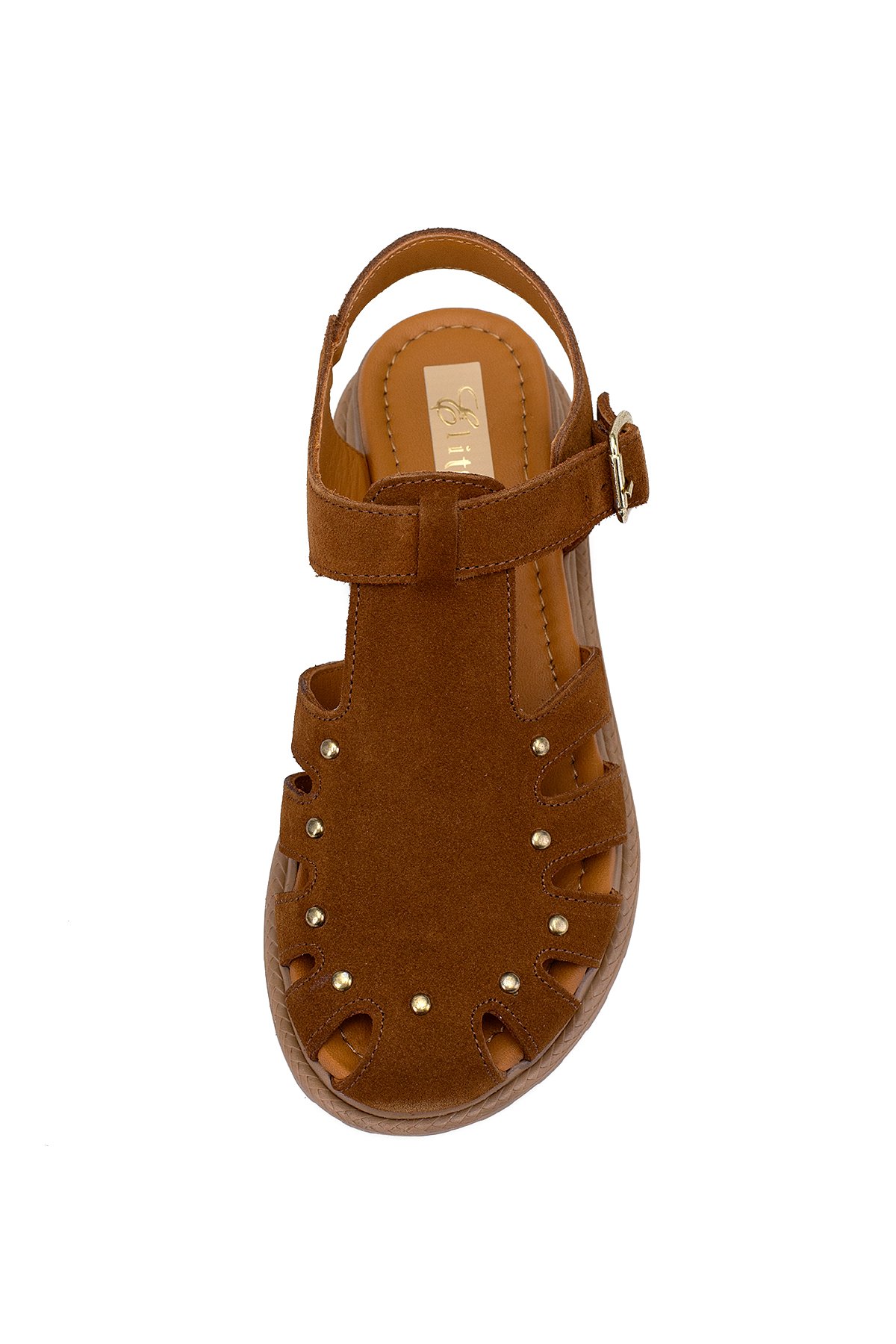 Elit Celestine Kadın Hakiki Deri Düz Sandalet Taba - Görsel 7