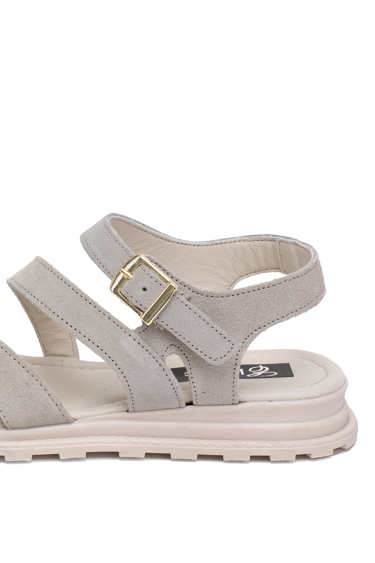 Elit Rhea Kadın Hakiki Deri Düz Sandalet Bej - Görsel 9