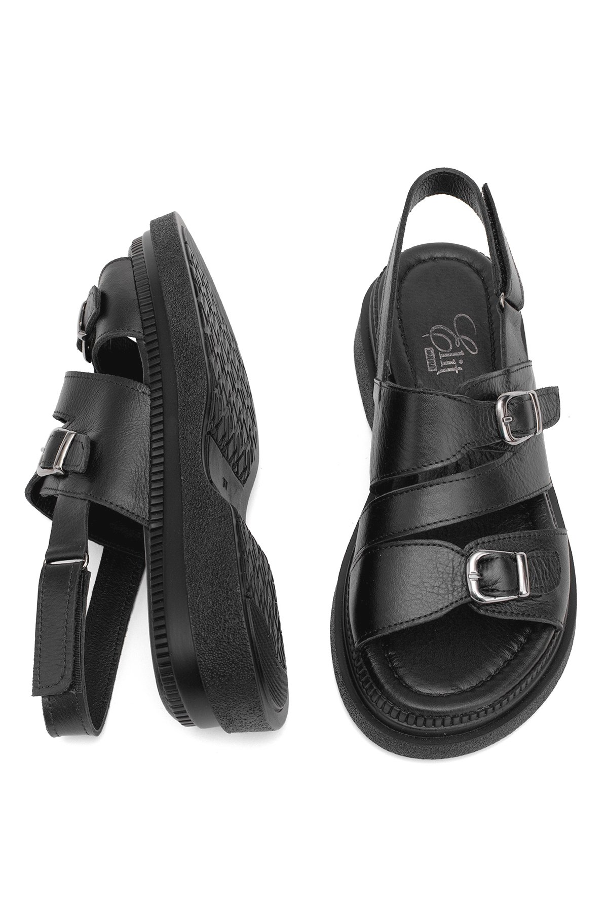 Elit Vesta Kadın Hakiki Deri Düz Sandalet Siyah - Görsel 5