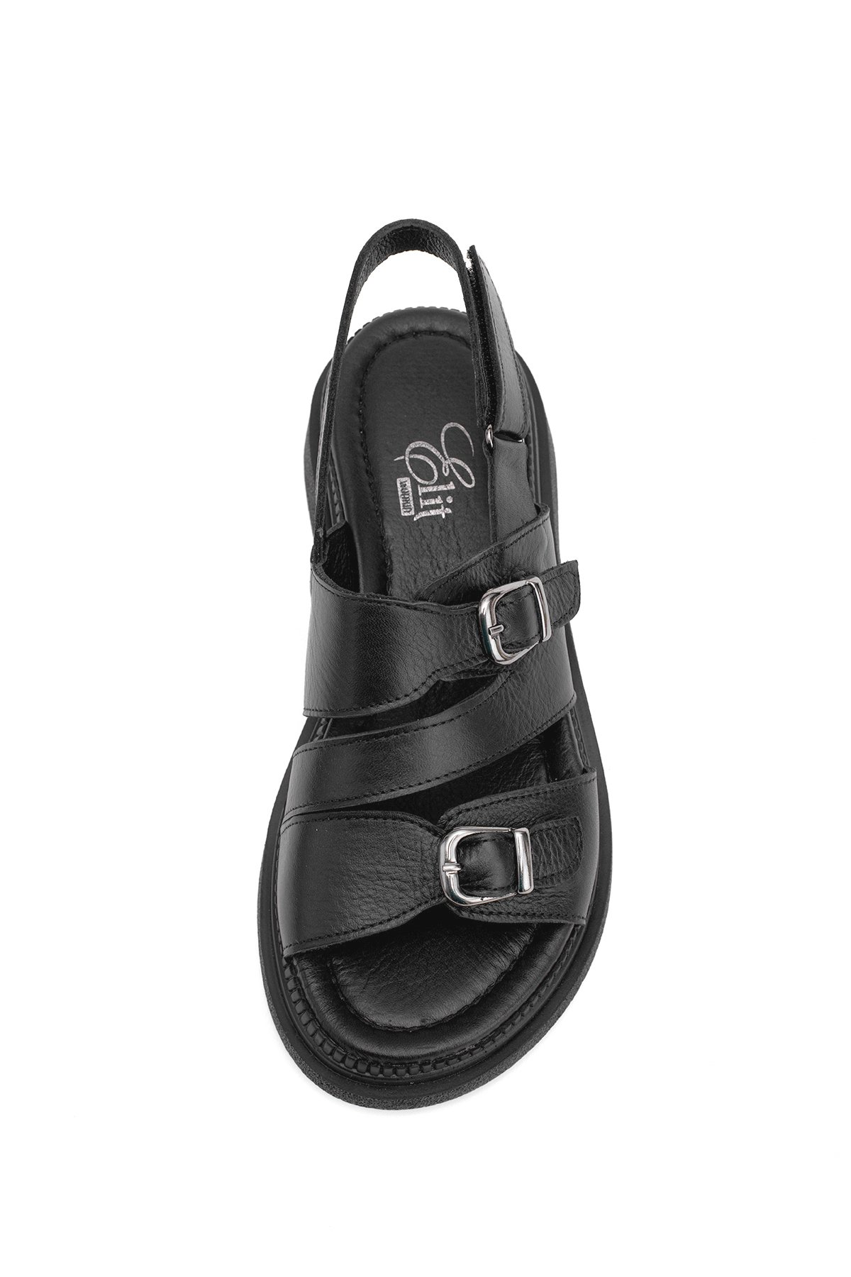 Elit Vesta Kadın Hakiki Deri Düz Sandalet Siyah - Görsel 7