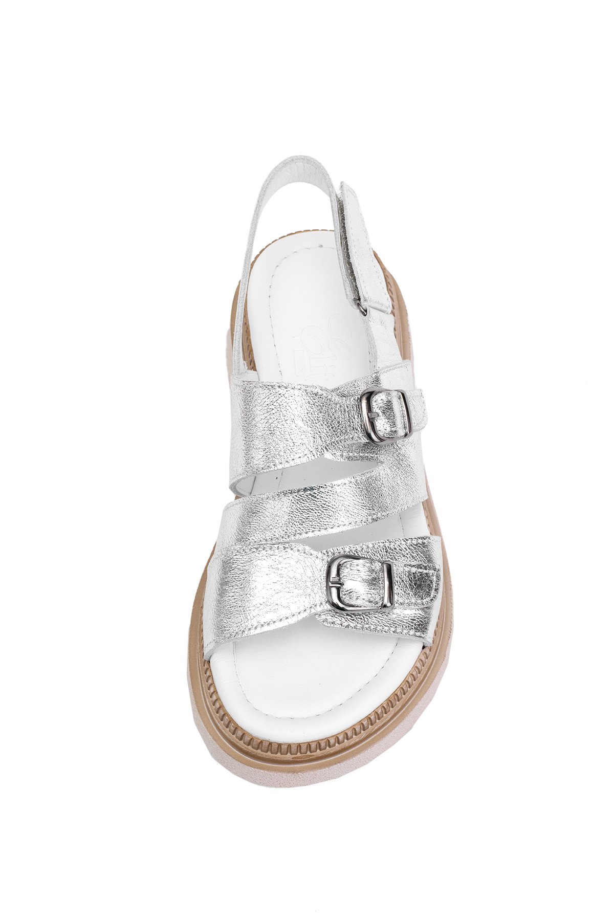 Elit Vesta Kadın Hakiki Deri Düz Sandalet Gümüş - Görsel 7