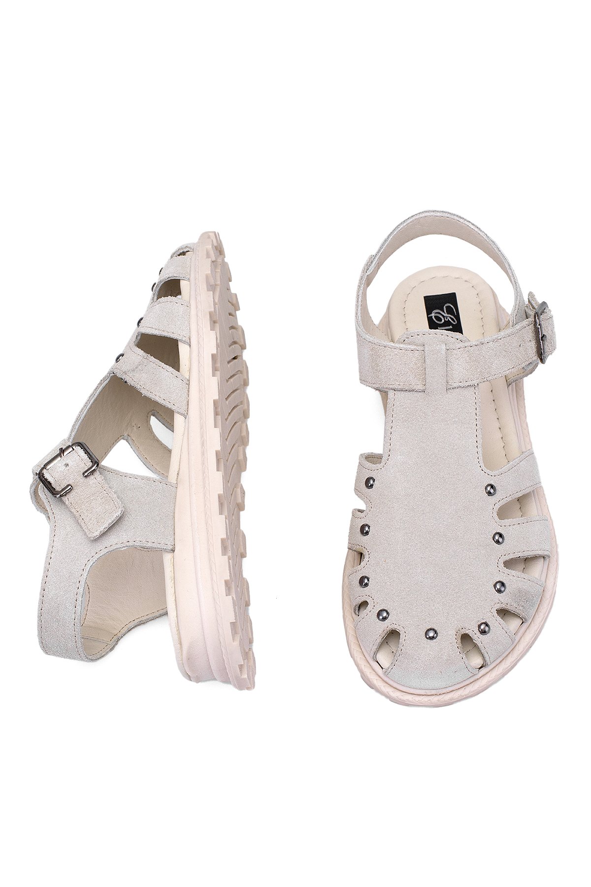 Elit Celestine Kadın Hakiki Deri Düz Sandalet Bej - Görsel 5